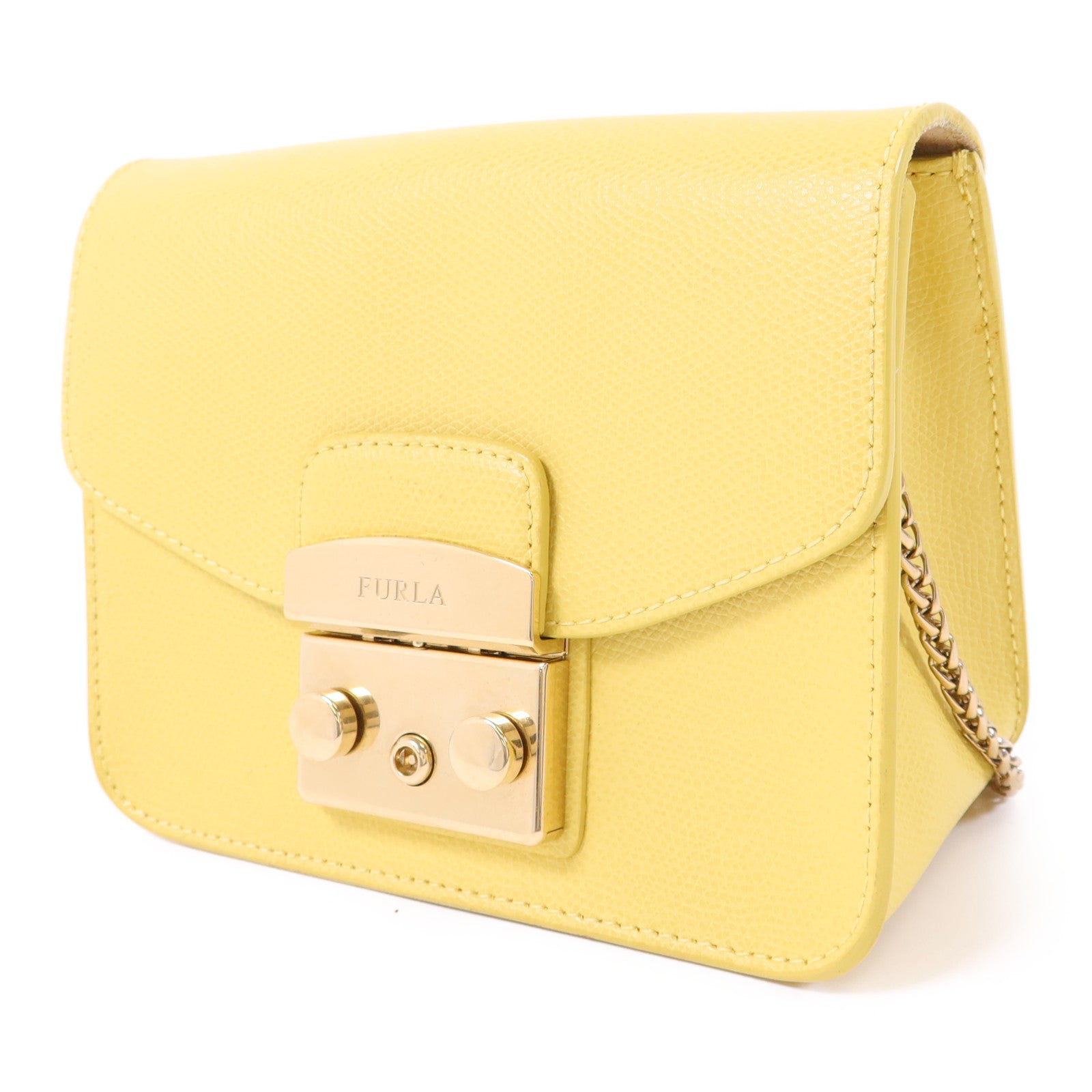 Furla 牛皮皮革Chain Shoulder Bag金扣鏈帶肩背袋