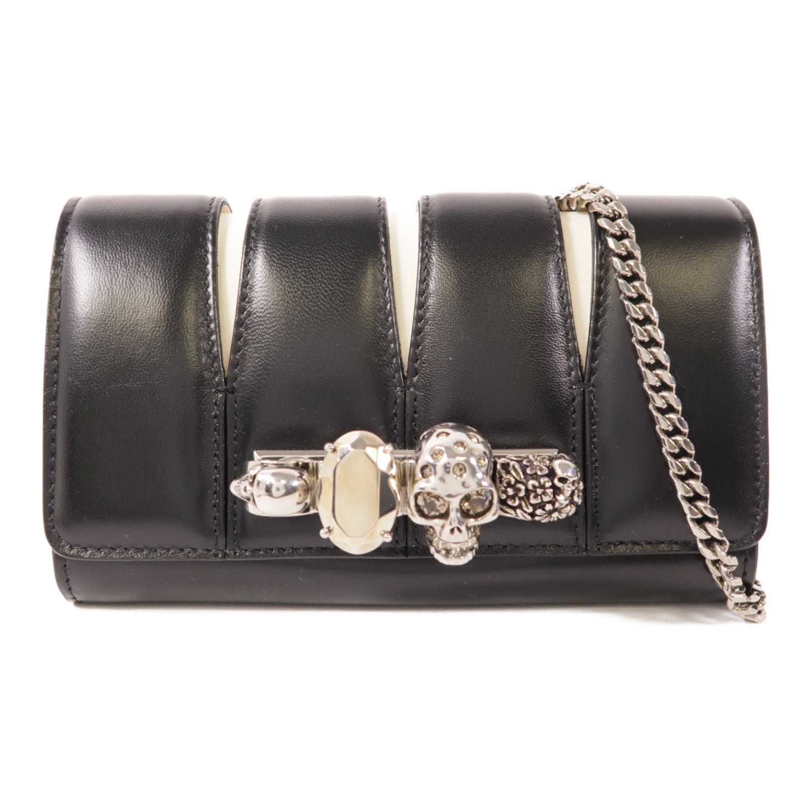 SELECTION SHW Slash Shoulder Clutch Bag 554183 Calfskin Leather Black