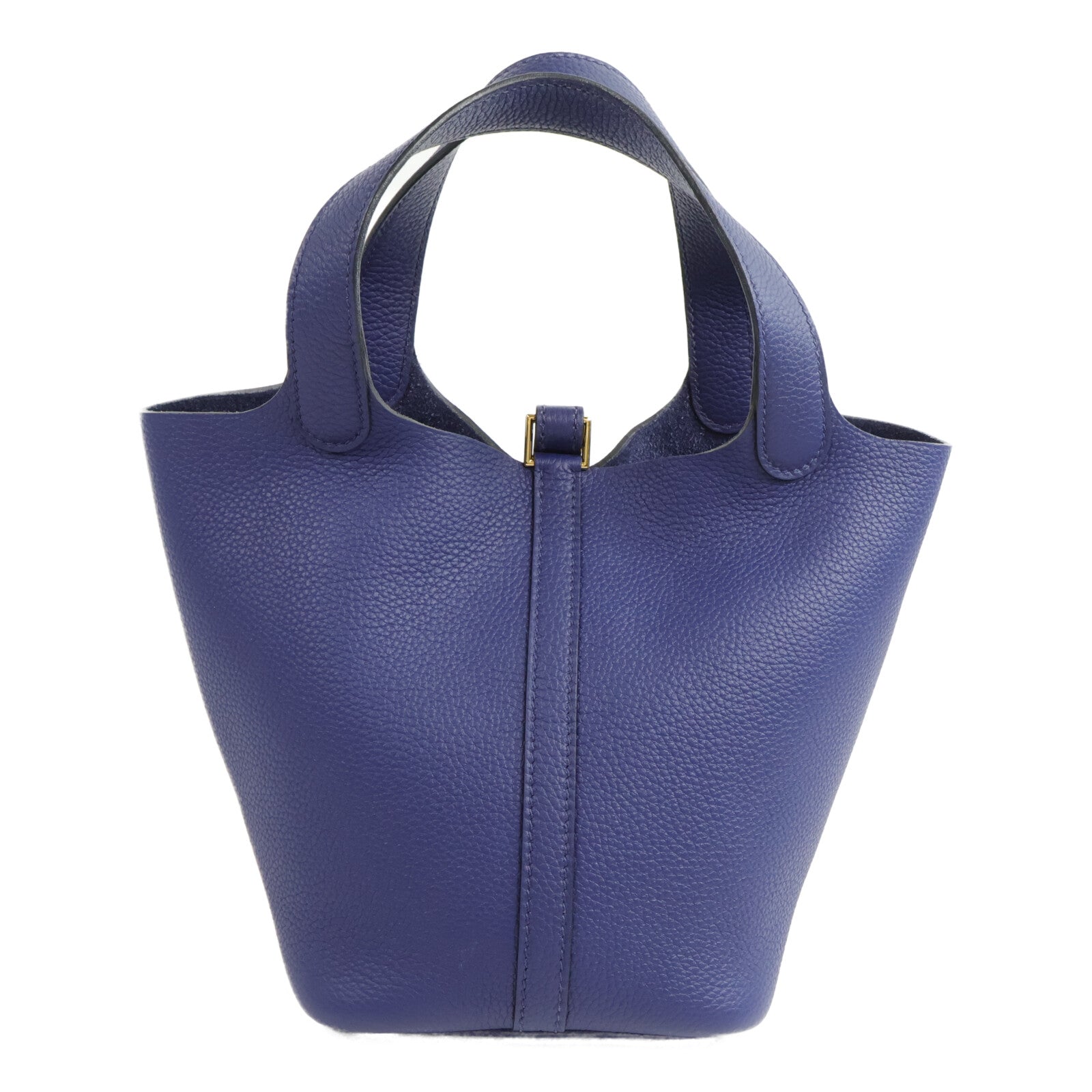HERMES Clemence皮革Picotin MM手挽袋Bleu Saphir