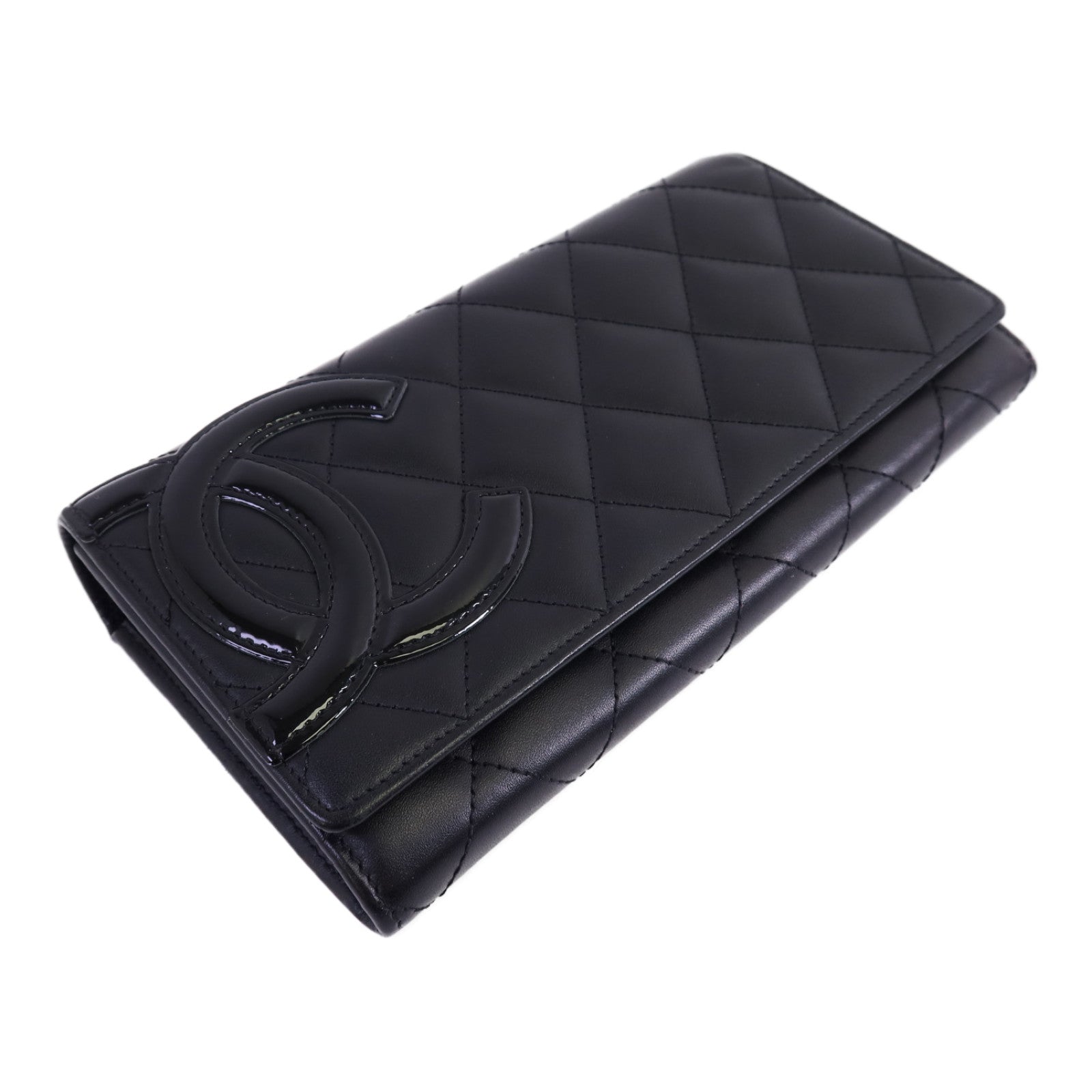 CHANEL 牛皮皮革Cambon Long Wallet銀扣長錢包