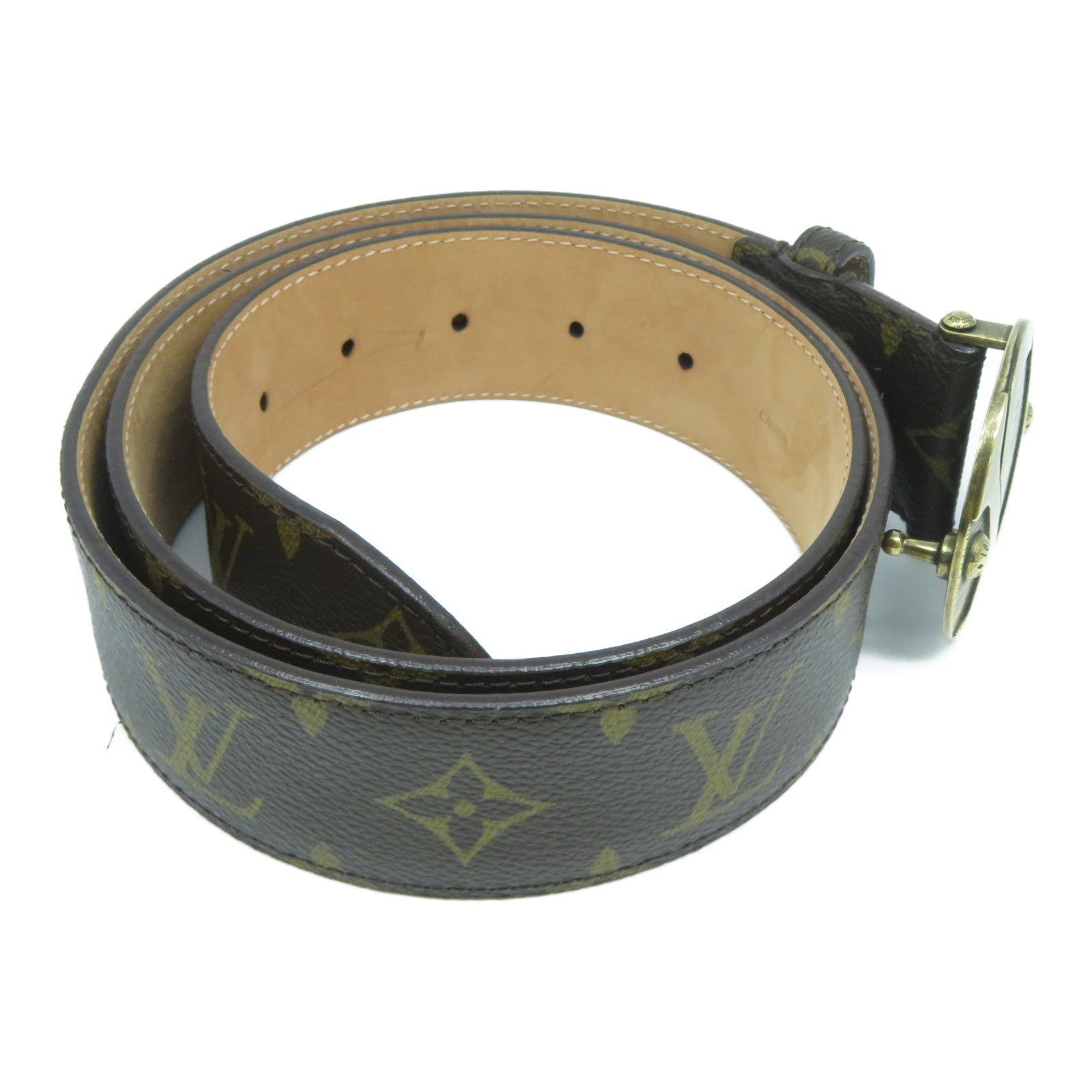 LOUIS VUITTON 【激減優惠】Monogram Belt金扣皮帶啡色