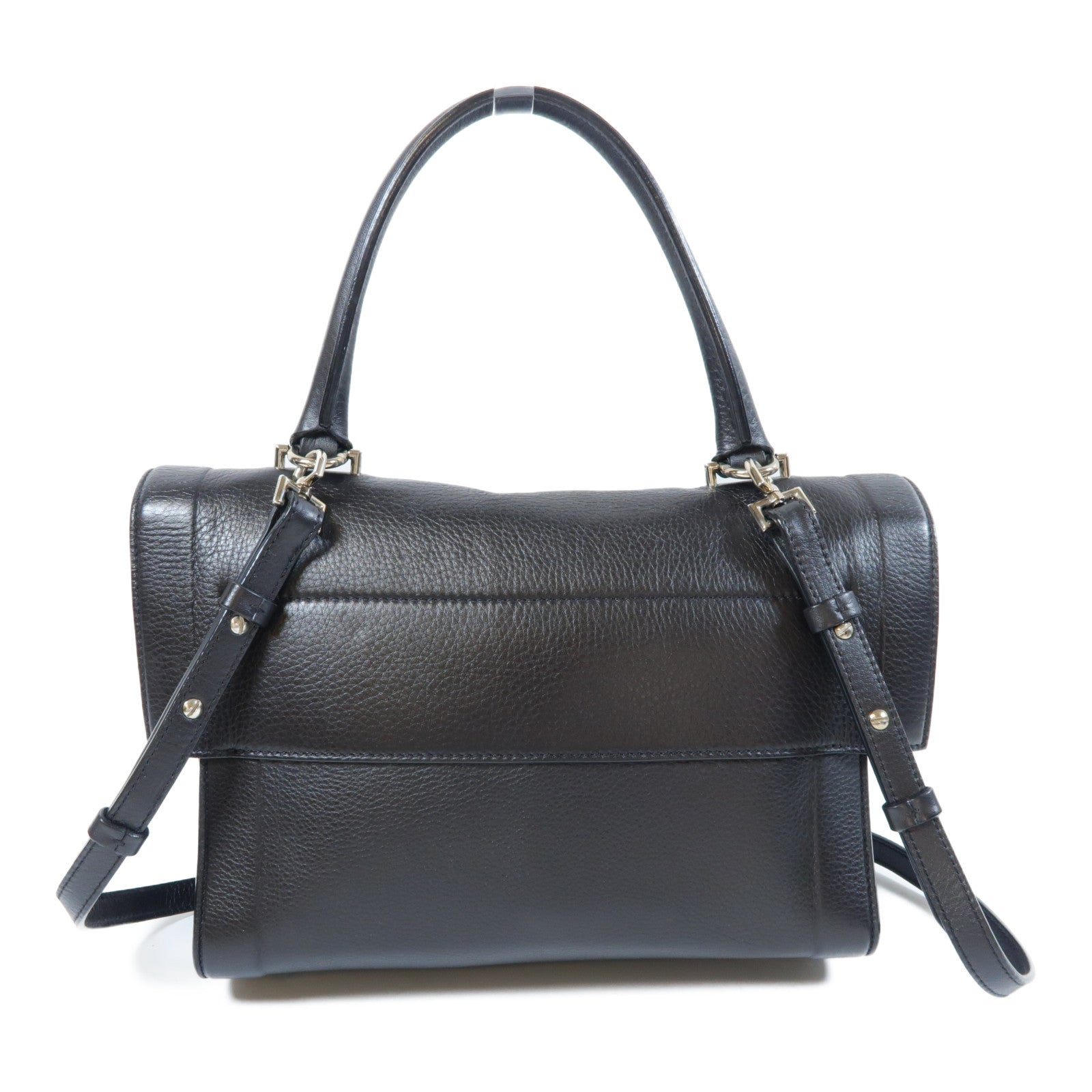 GIVENCHY 【激減優惠】牛皮皮革2 Way Shoulder Bag銀扣手挽肩背兩用袋黑色