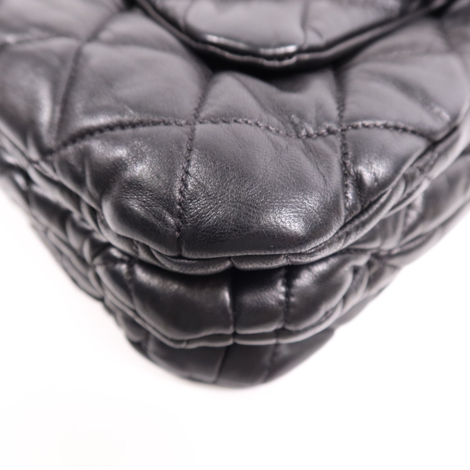 CHANEL 羊皮皮革3 Compartment Top Quilted銀扣鏈帶手挽肩背兩用袋