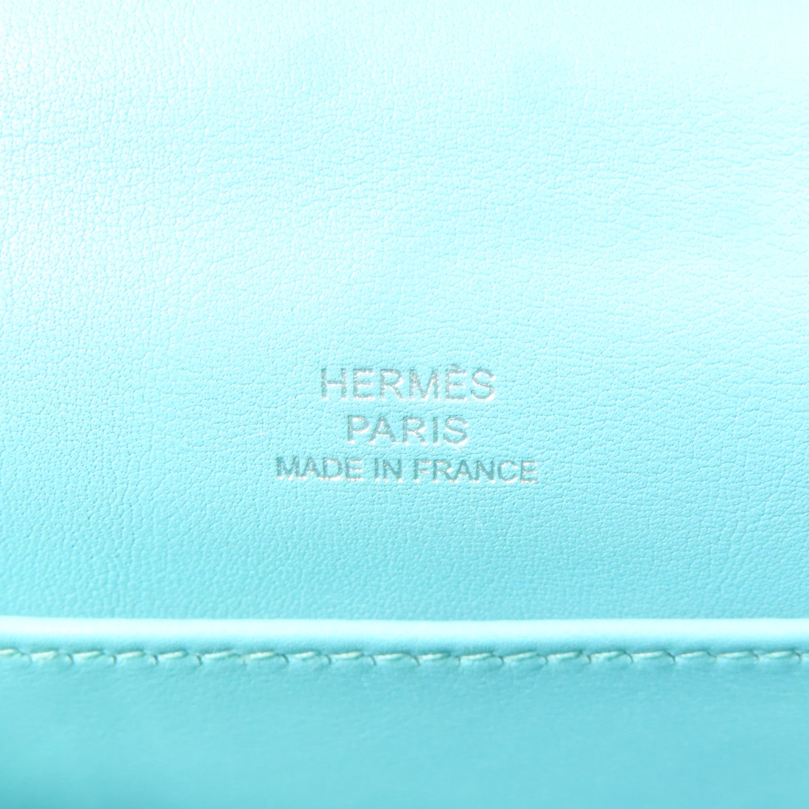 HERMES Swift皮革Kelly Pochette銀扣手挽袋Bleu Du Nord/藍色
