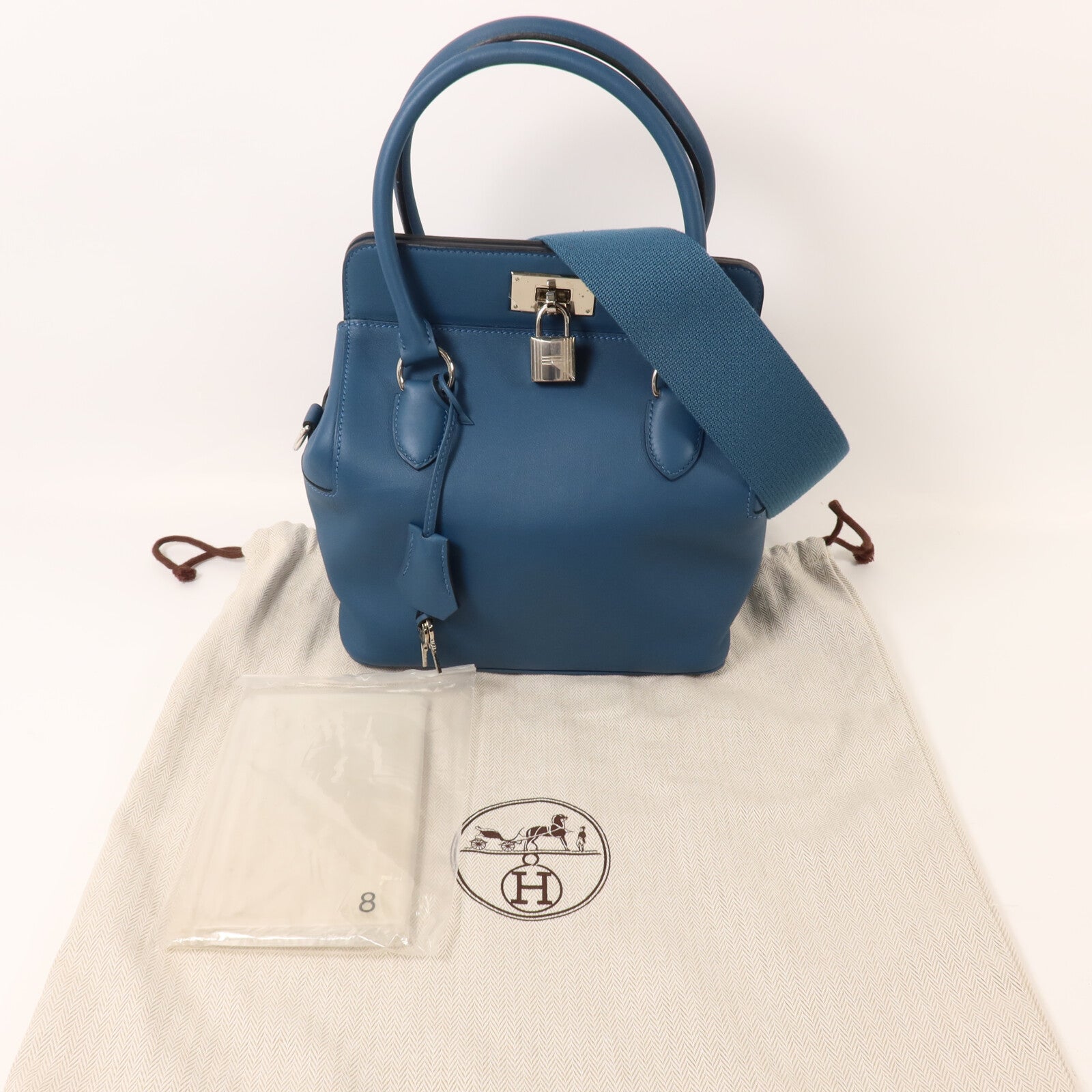HERMES Swift皮革Tool Box 20手挽肩背兩用袋Bleu Thalassa