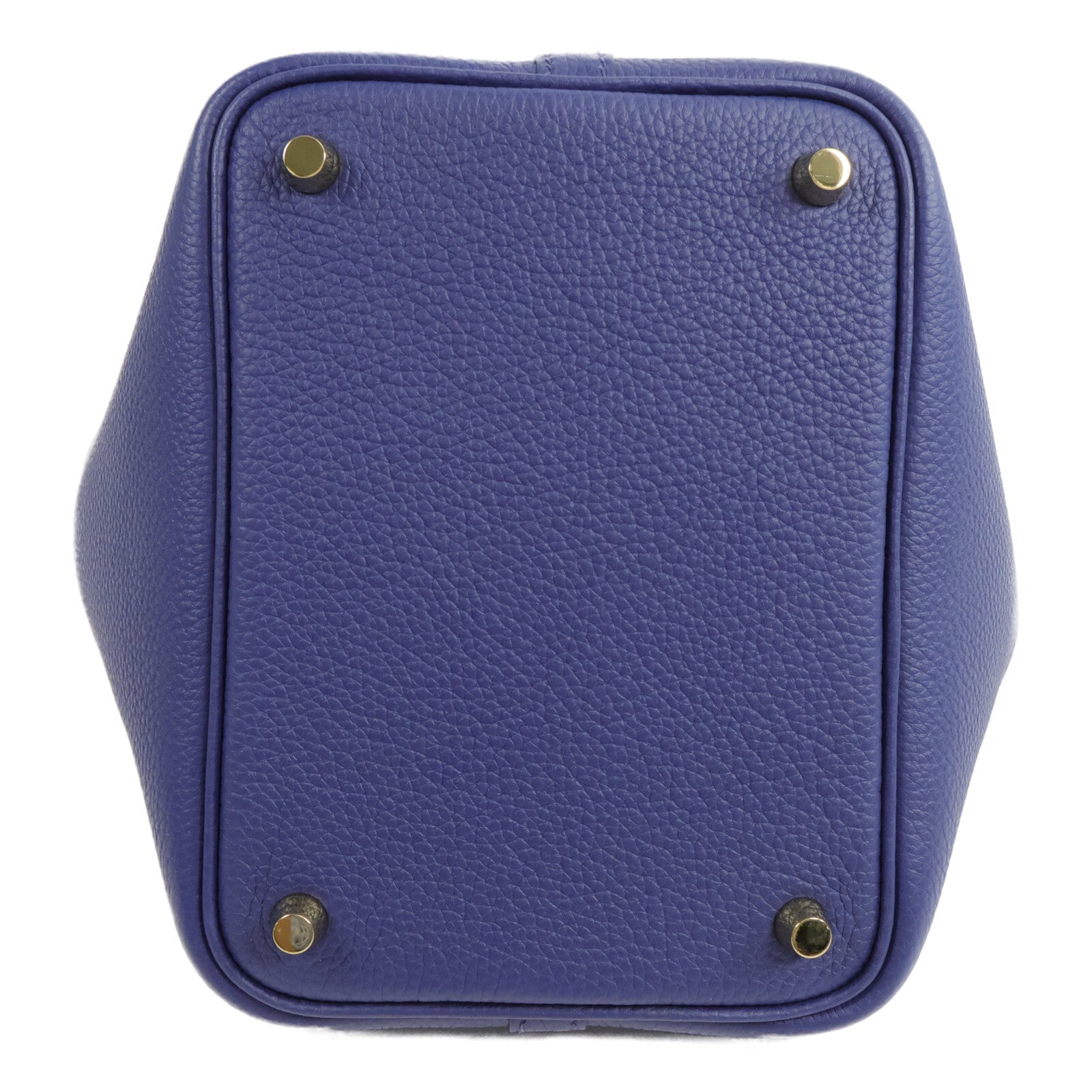 HERMES Clemence皮革Picotin MM手挽袋Bleu Saphir