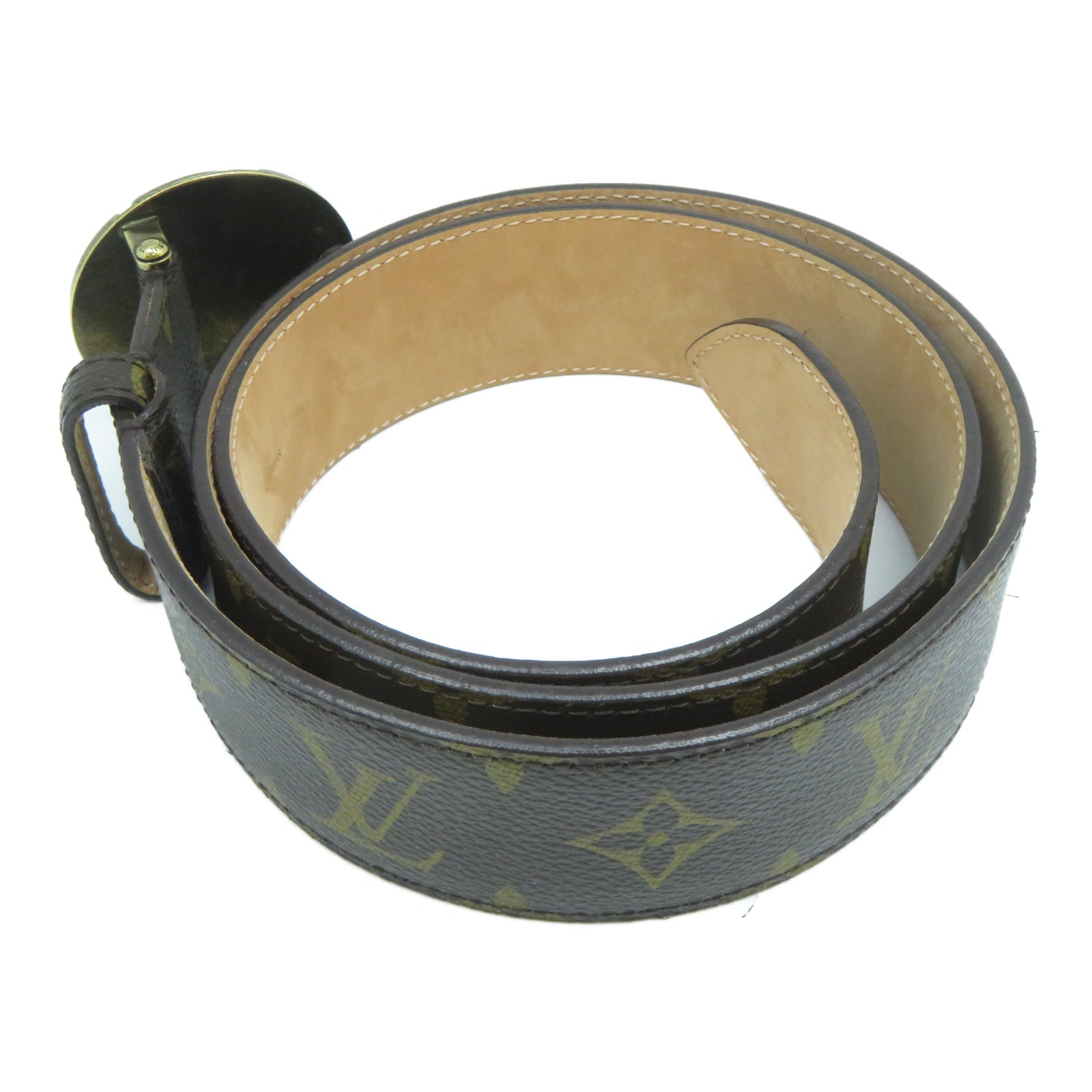 LOUIS VUITTON 【激減優惠】Monogram Belt金扣皮帶啡色