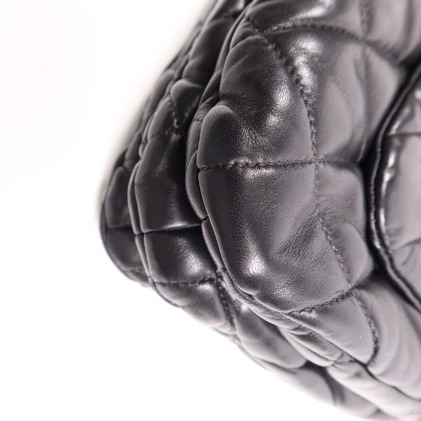 CHANEL 羊皮皮革3 Compartment Top Quilted銀扣鏈帶手挽肩背兩用袋