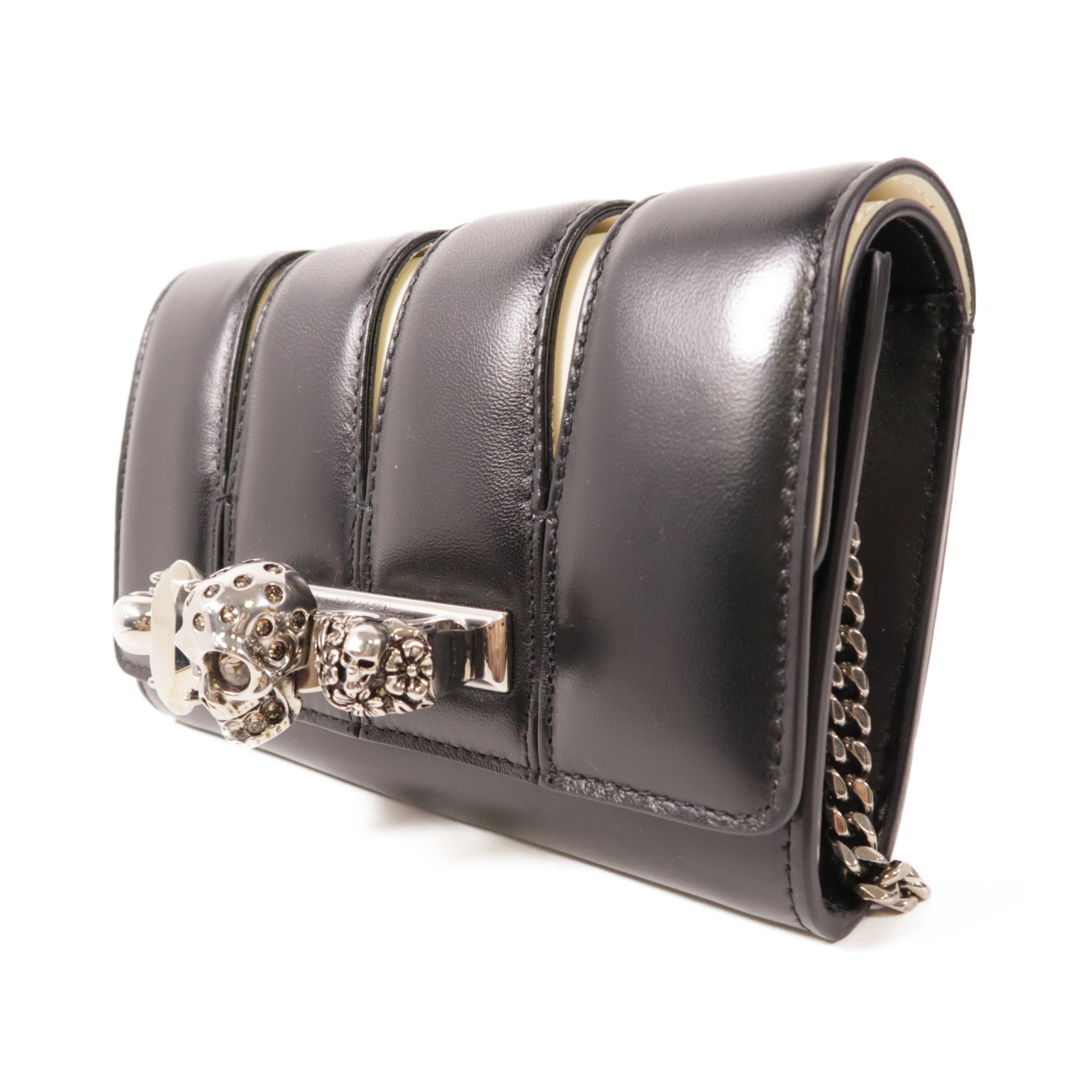 SELECTION SHW Slash Shoulder Clutch Bag 554183 Calfskin Leather Black