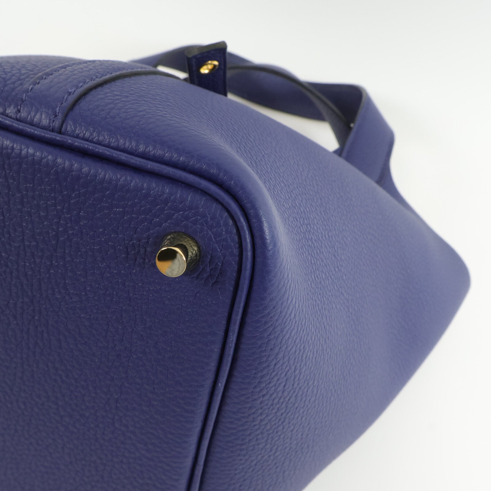 HERMES Clemence皮革Picotin MM手挽袋Bleu Saphir