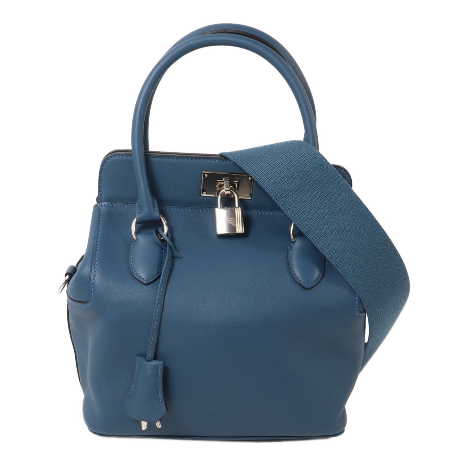 HERMES Swift皮革Tool Box 20手挽肩背兩用袋Bleu Thalassa