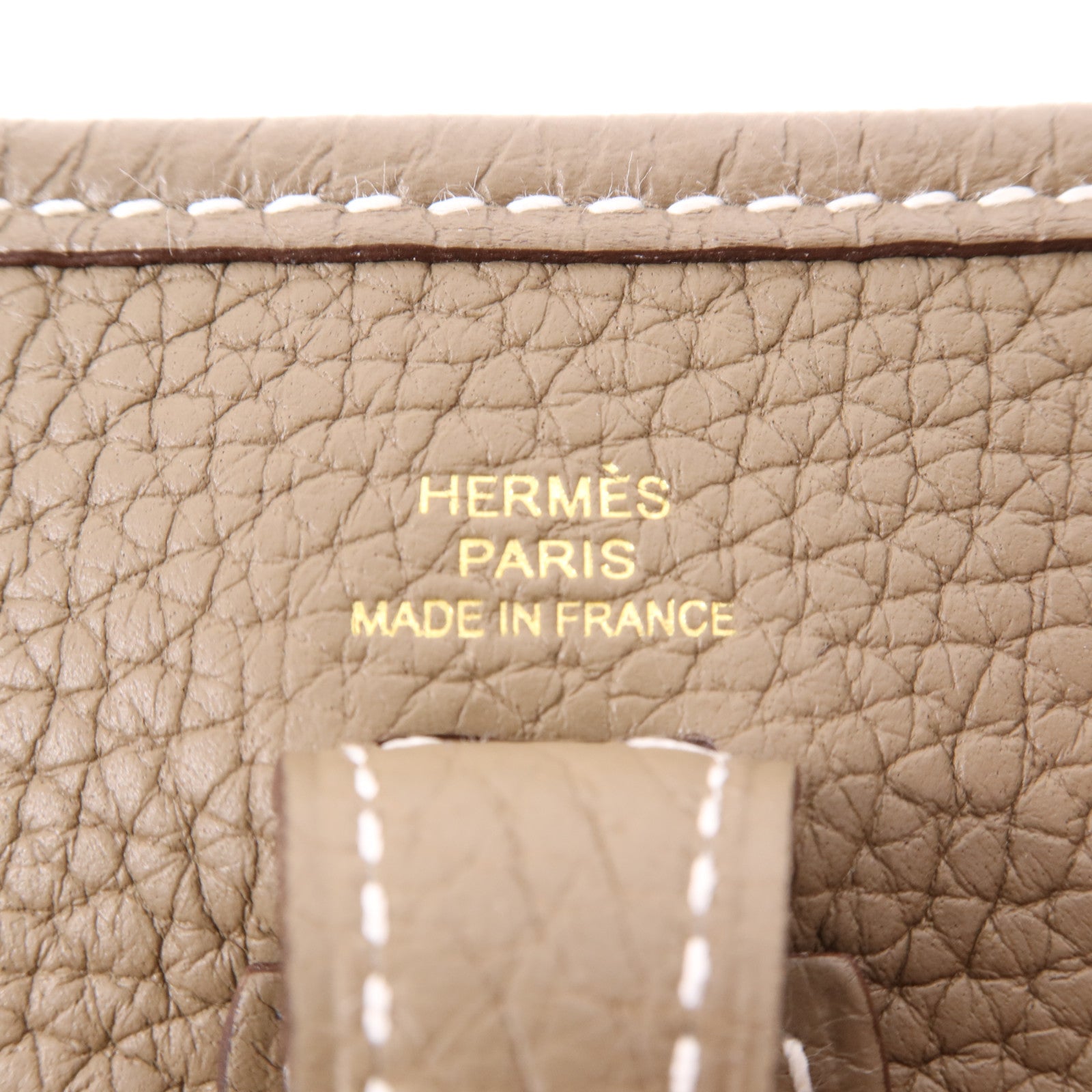 HERMES Clemence皮革Evelyne TPM金扣肩背袋Etoupe