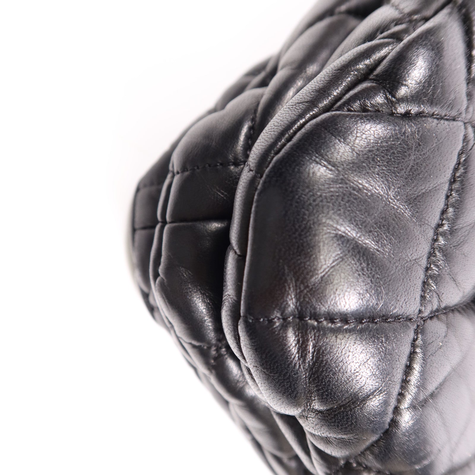 CHANEL 羊皮皮革3 Compartment Top Quilted銀扣鏈帶手挽肩背兩用袋