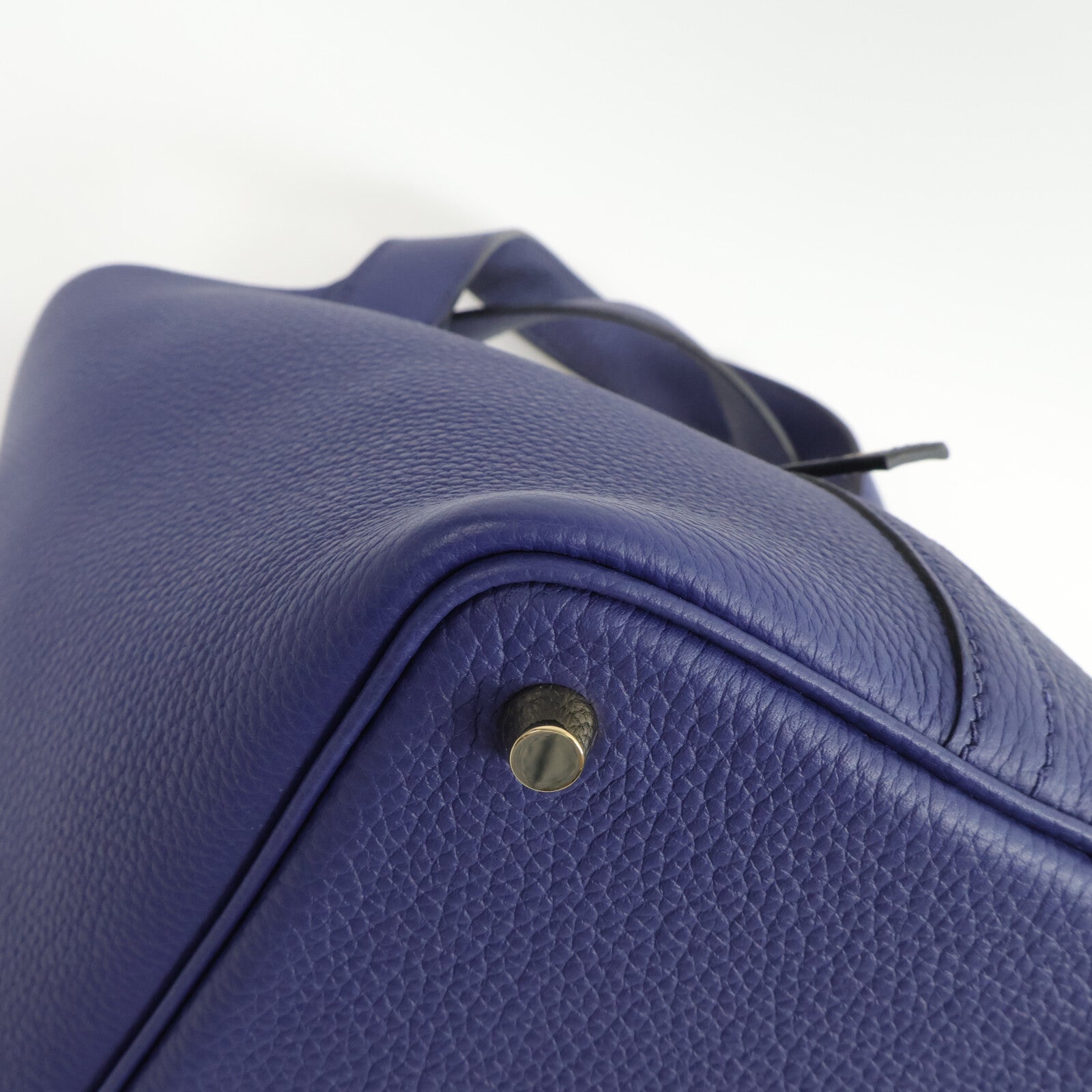HERMES Clemence皮革Picotin MM手挽袋Bleu Saphir