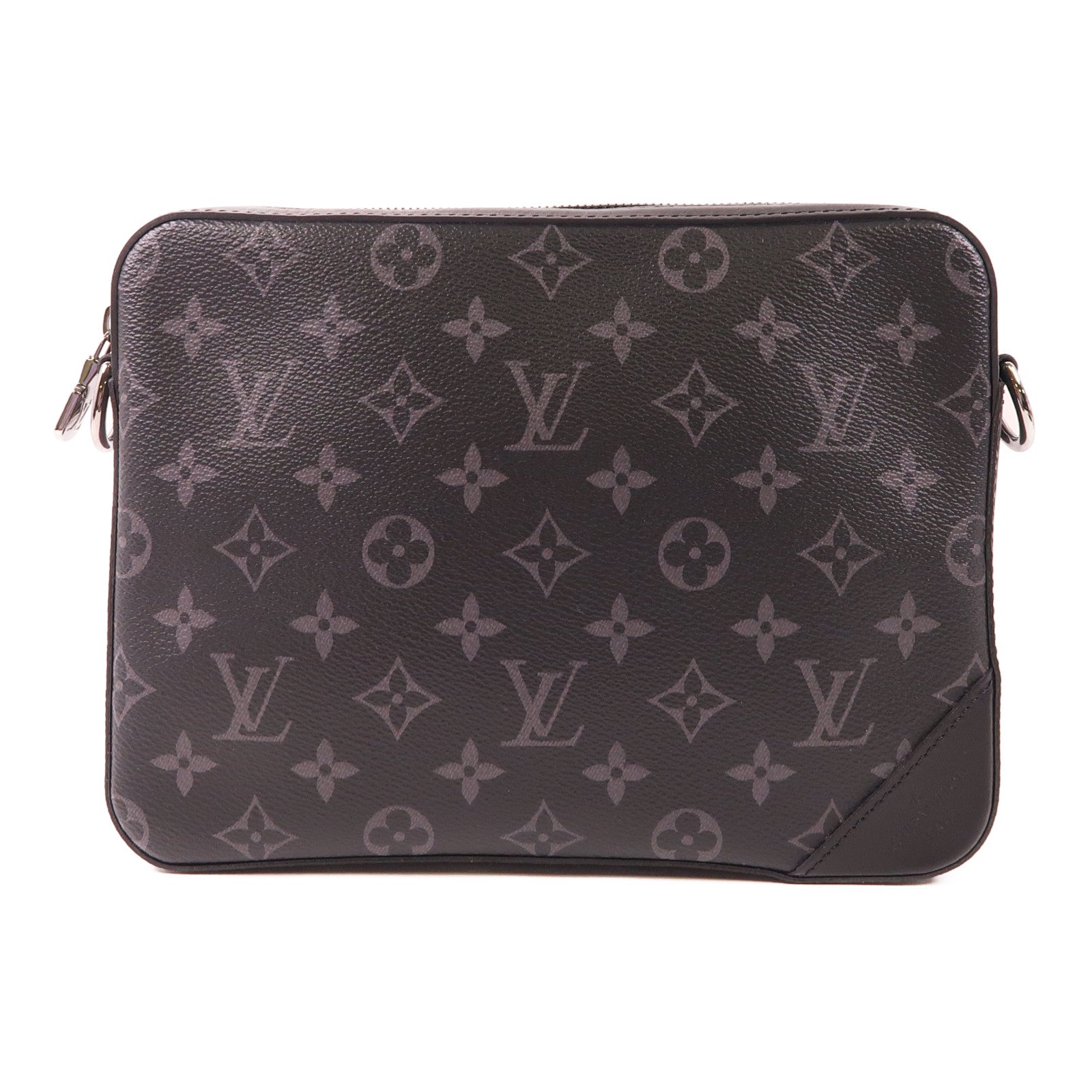 LOUIS VUITTON Monogram Eclipse Reverse Trio Messenger Bag銀扣肩背袋
