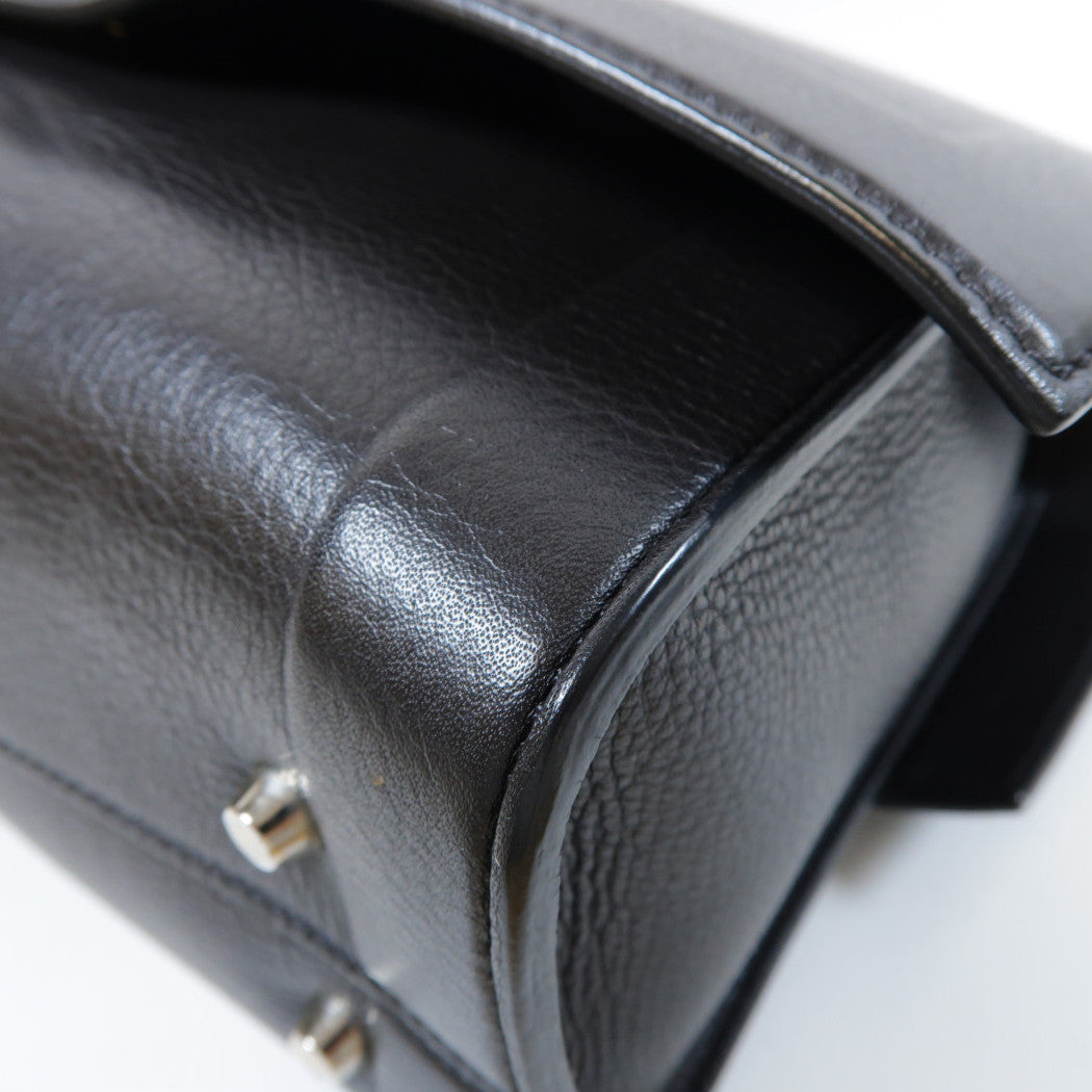 GIVENCHY 【激減優惠】牛皮皮革2 Way Shoulder Bag銀扣手挽肩背兩用袋黑色