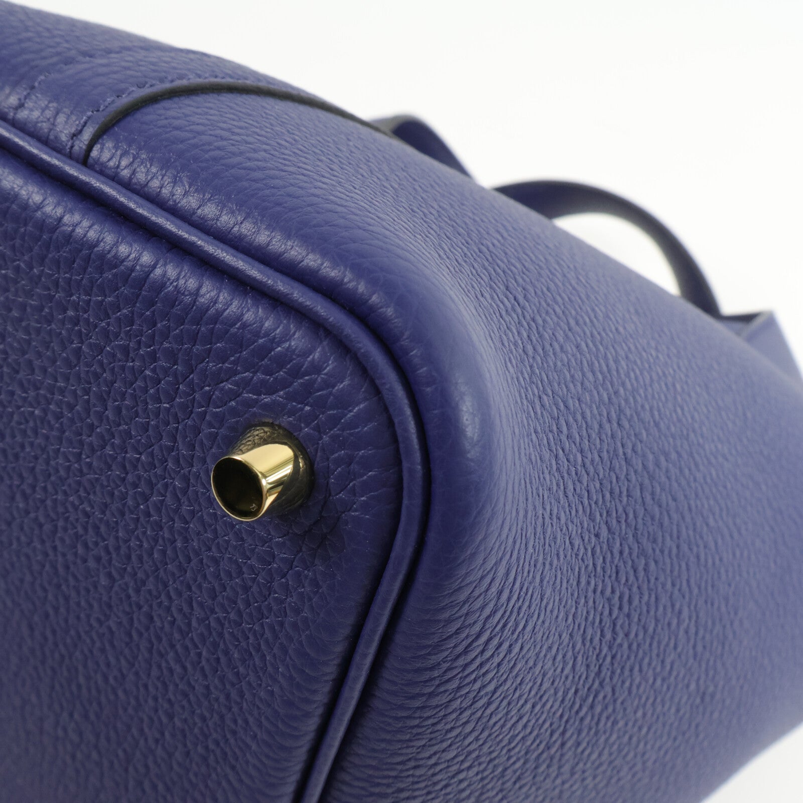 HERMES Clemence皮革Picotin MM手挽袋Bleu Saphir