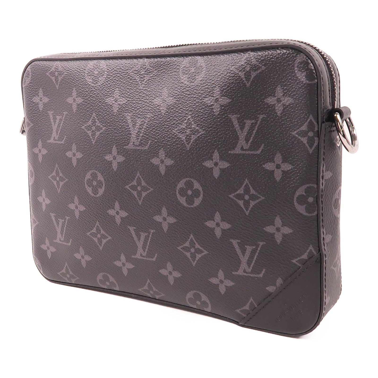 LOUIS VUITTON Monogram Eclipse Reverse Trio Messenger Bag銀扣肩背袋