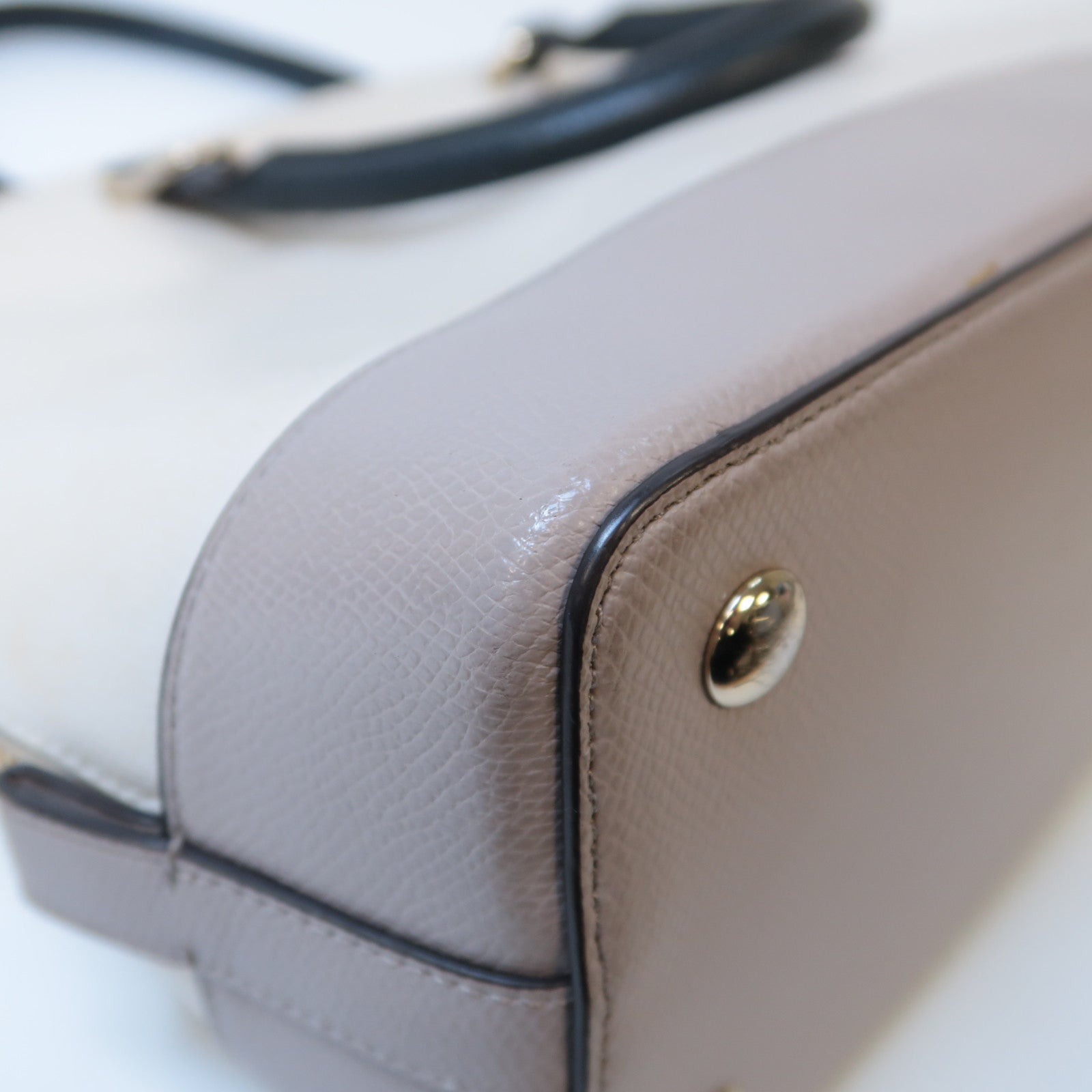 COACH 【激減優惠】牛皮皮革2 Ways Shoulder Bag金扣手挽肩背兩用袋黑色/白色