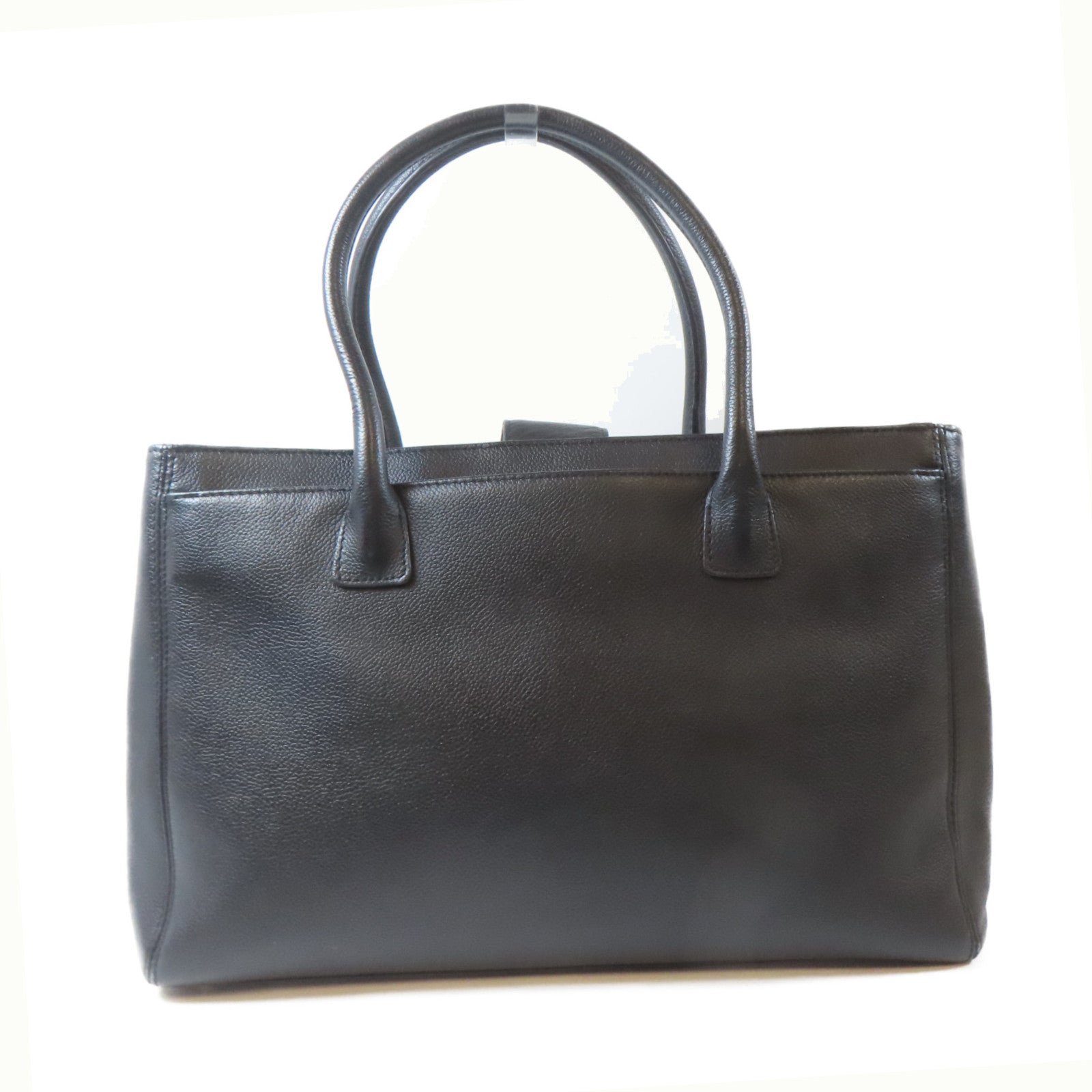 CHANEL 牛皮皮革Handbag金扣手挽袋黑色