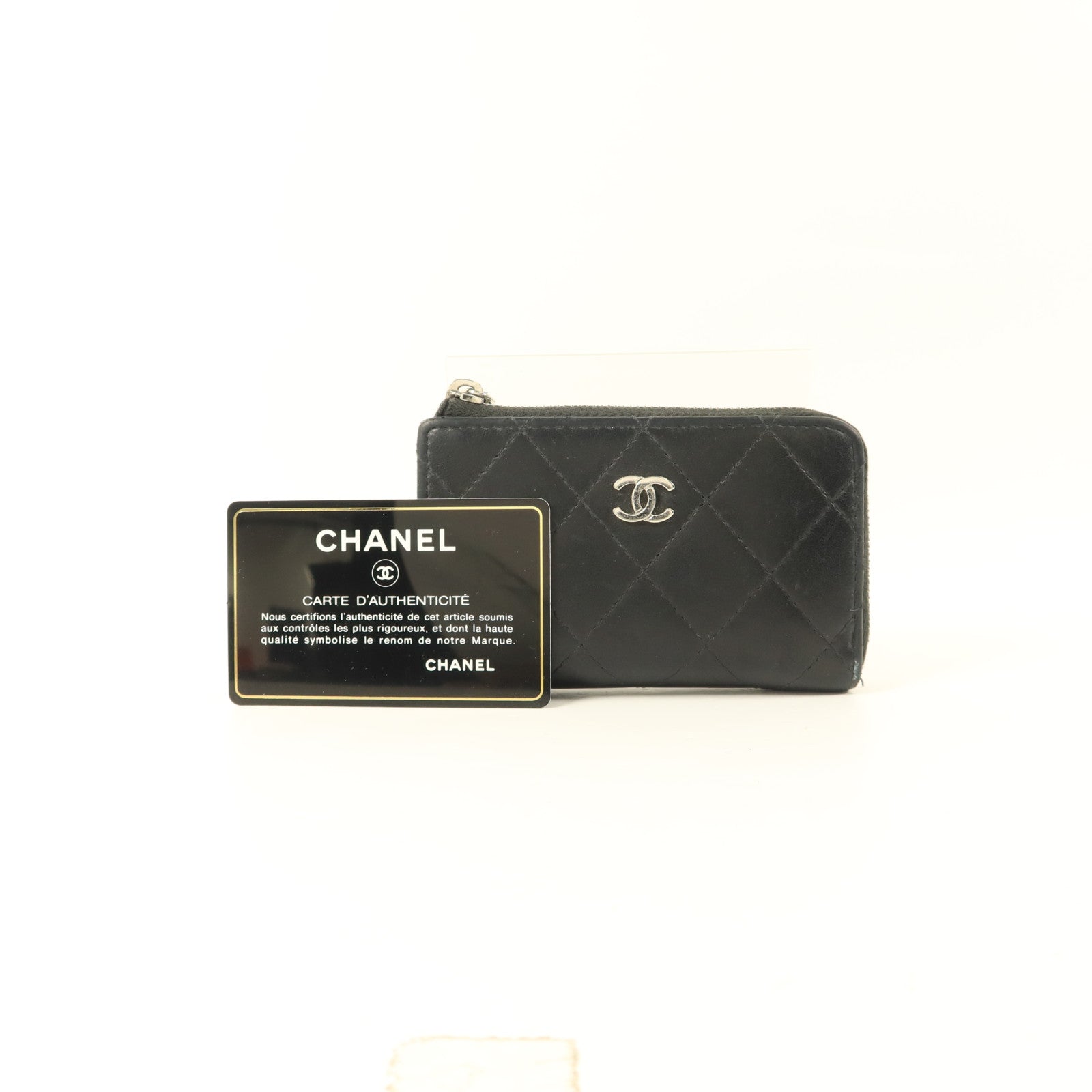 CHANEL 羊皮皮革Key Coin Purse銀扣鎖匙包
