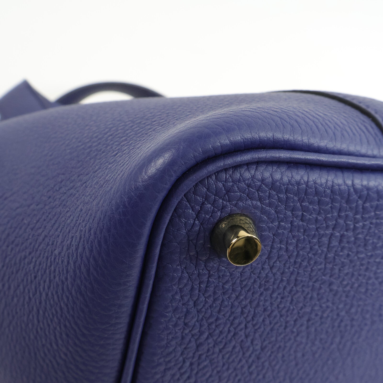 HERMES Clemence皮革Picotin MM手挽袋Bleu Saphir