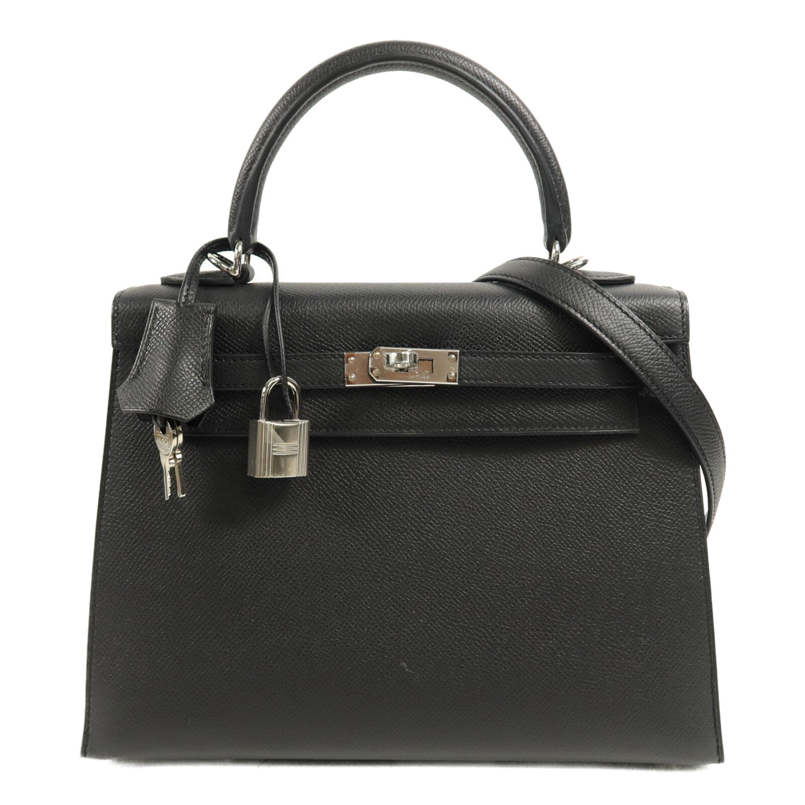 HERMES Epsom皮革Kelly 25手挽肩背兩用袋Noir