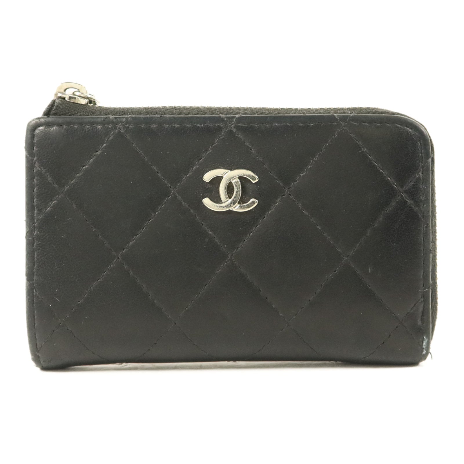 CHANEL 羊皮皮革Key Coin Purse銀扣鎖匙包