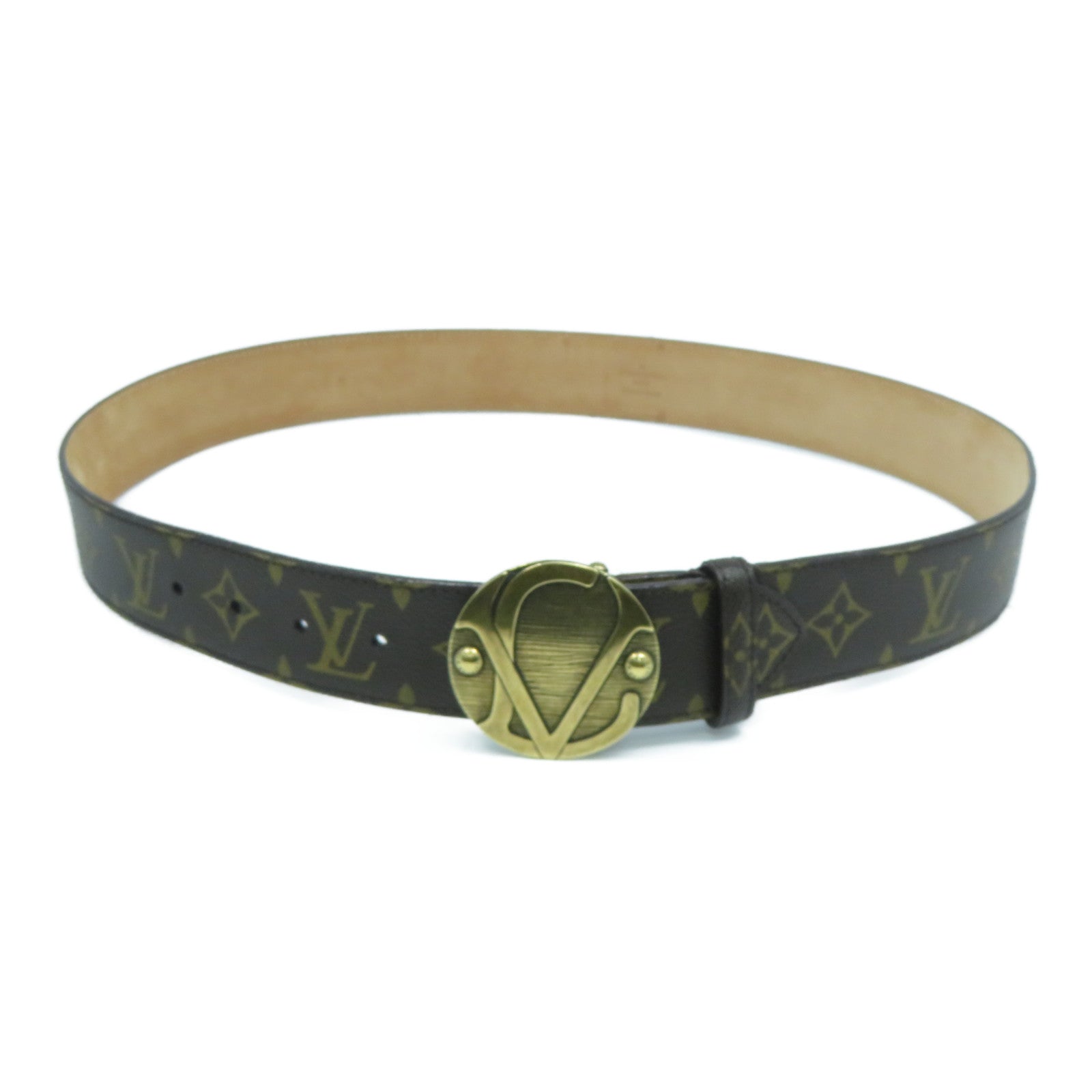LOUIS VUITTON 【激減優惠】Monogram Belt金扣皮帶啡色