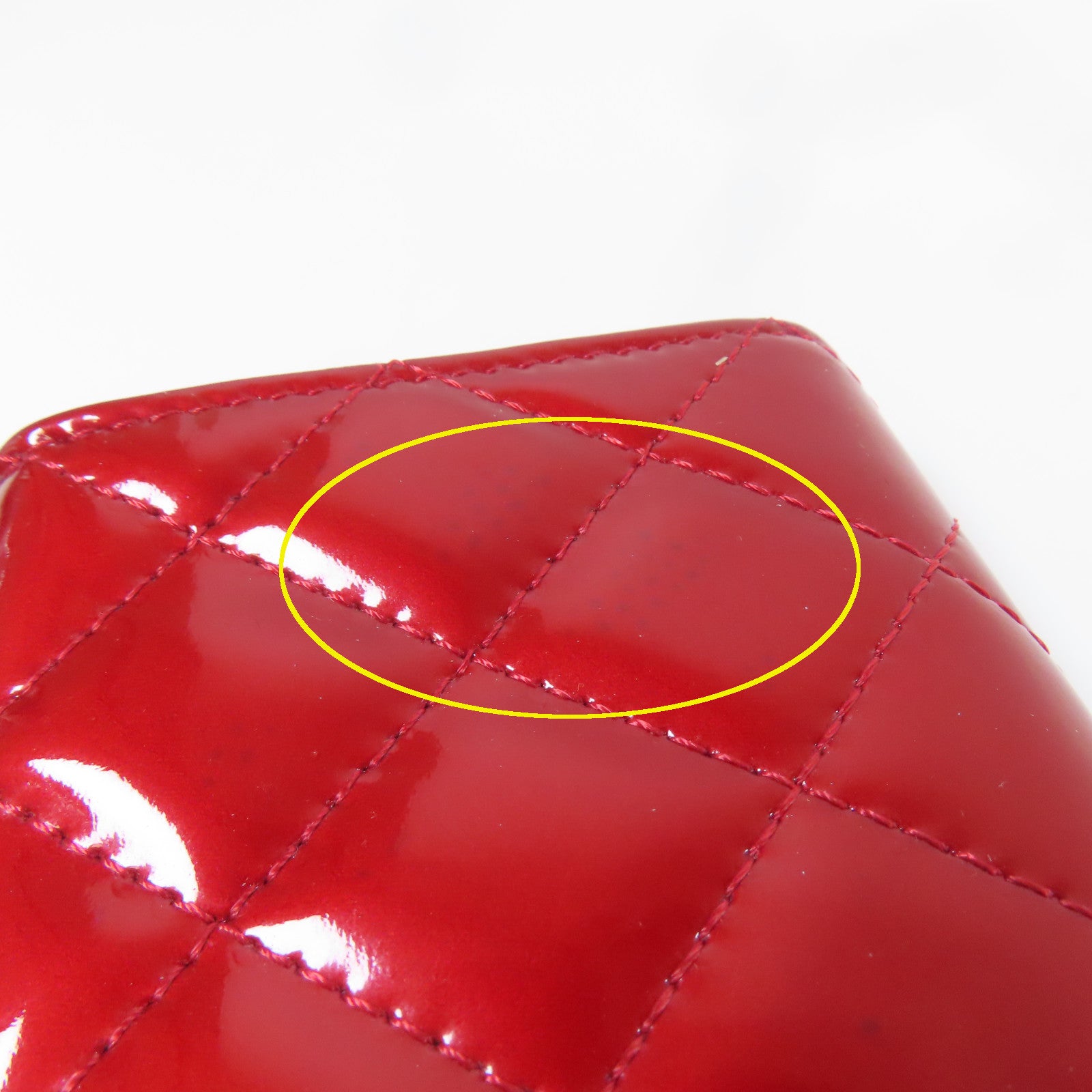CHANEL 菱格漆皮皮革Card Case金扣/銀扣卡片套紅色