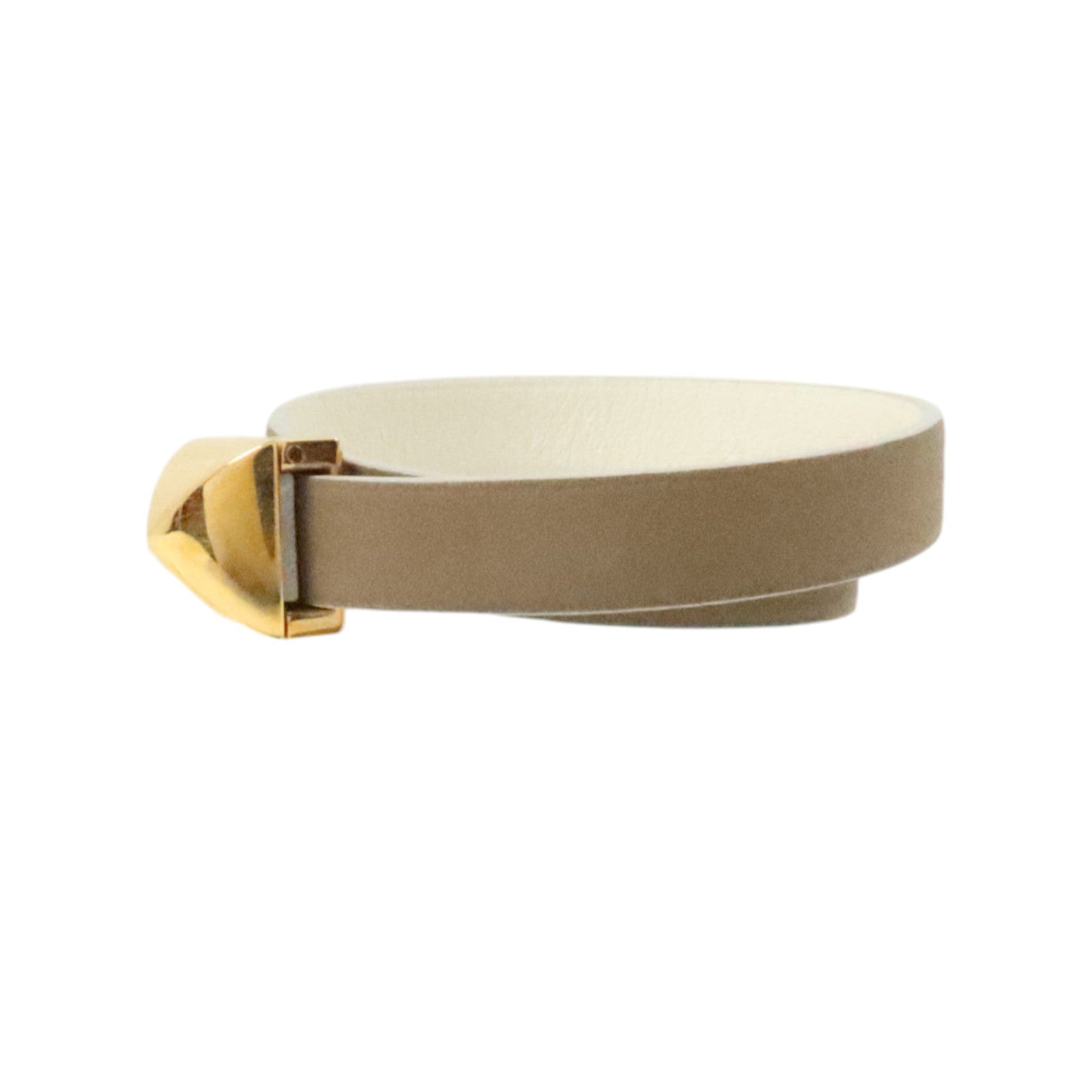 HERMES Swift皮革Medor Infini Double金扣手鏈Etoupe/Blanc