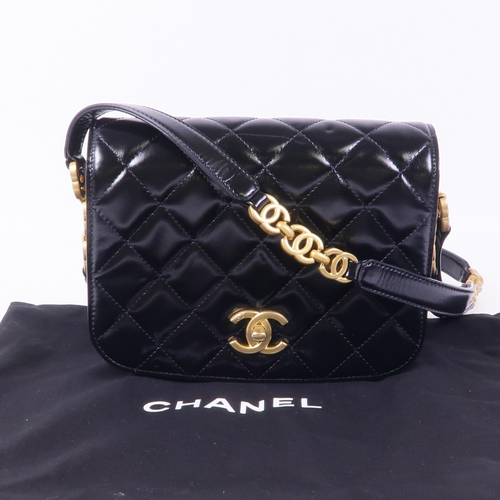CHANEL 皮革Shoulder Bag金扣肩背袋