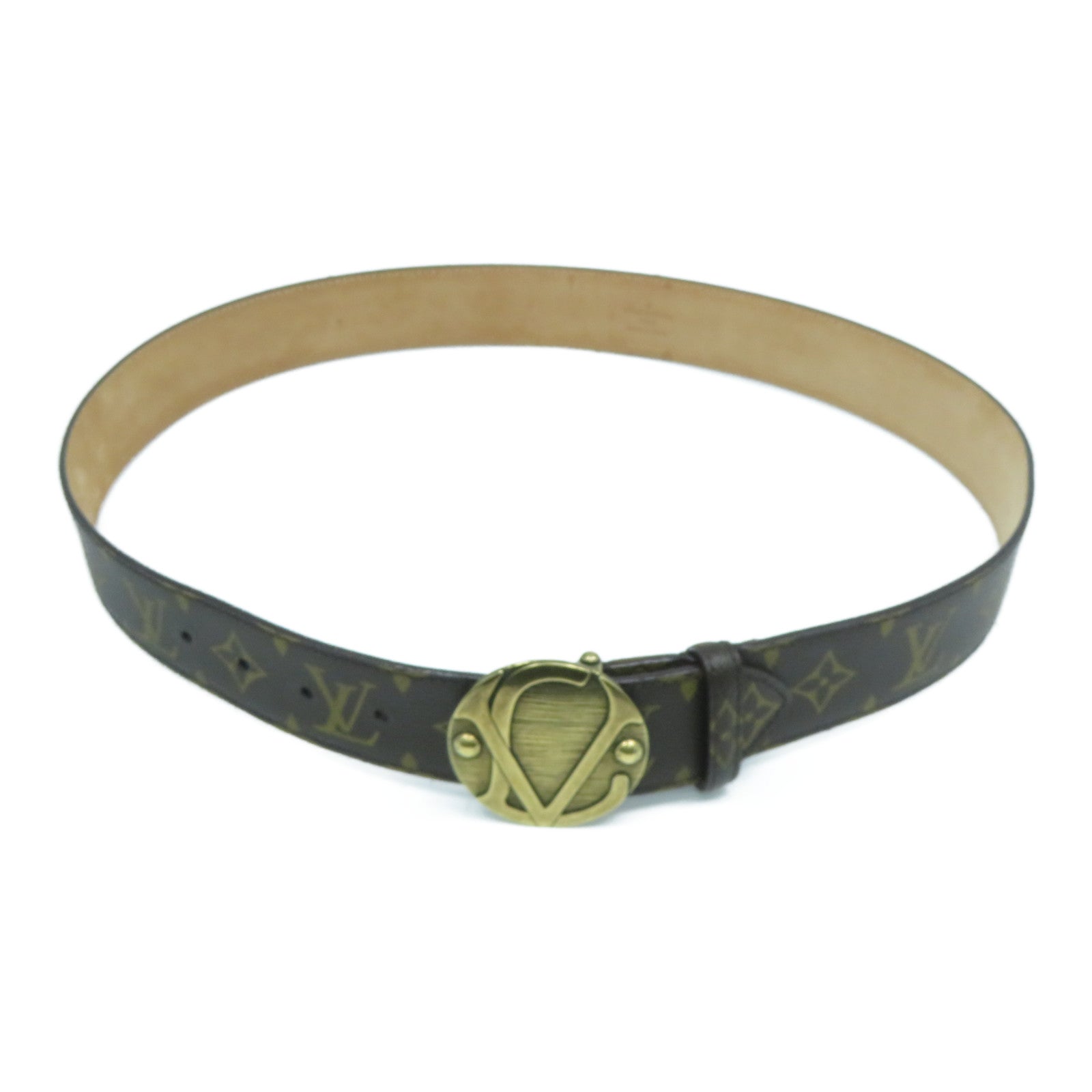 LOUIS VUITTON 【激減優惠】Monogram Belt金扣皮帶啡色