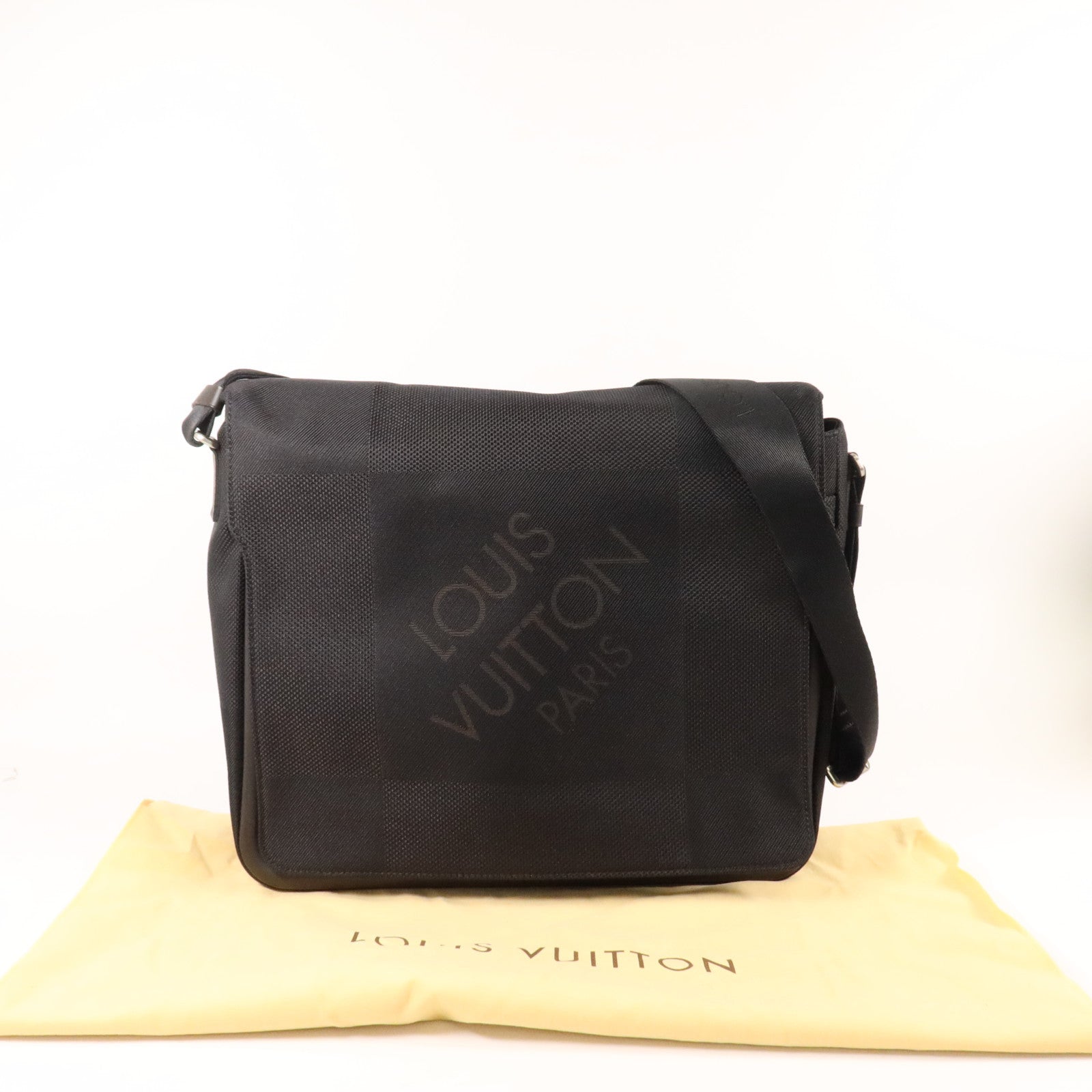 LOUIS VUITTON Damier Geant Messager MM銀扣肩背袋