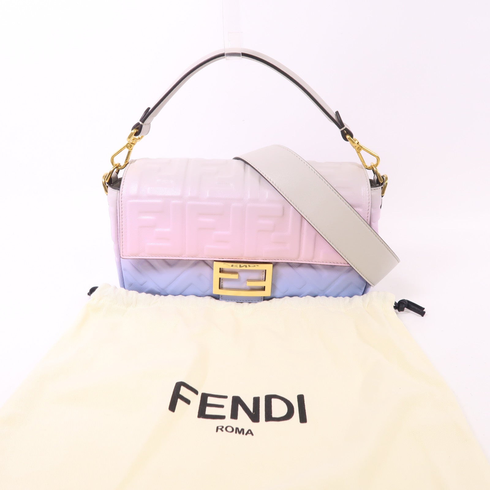FENDI 牛皮皮革Baguette金扣手挽肩背兩用袋