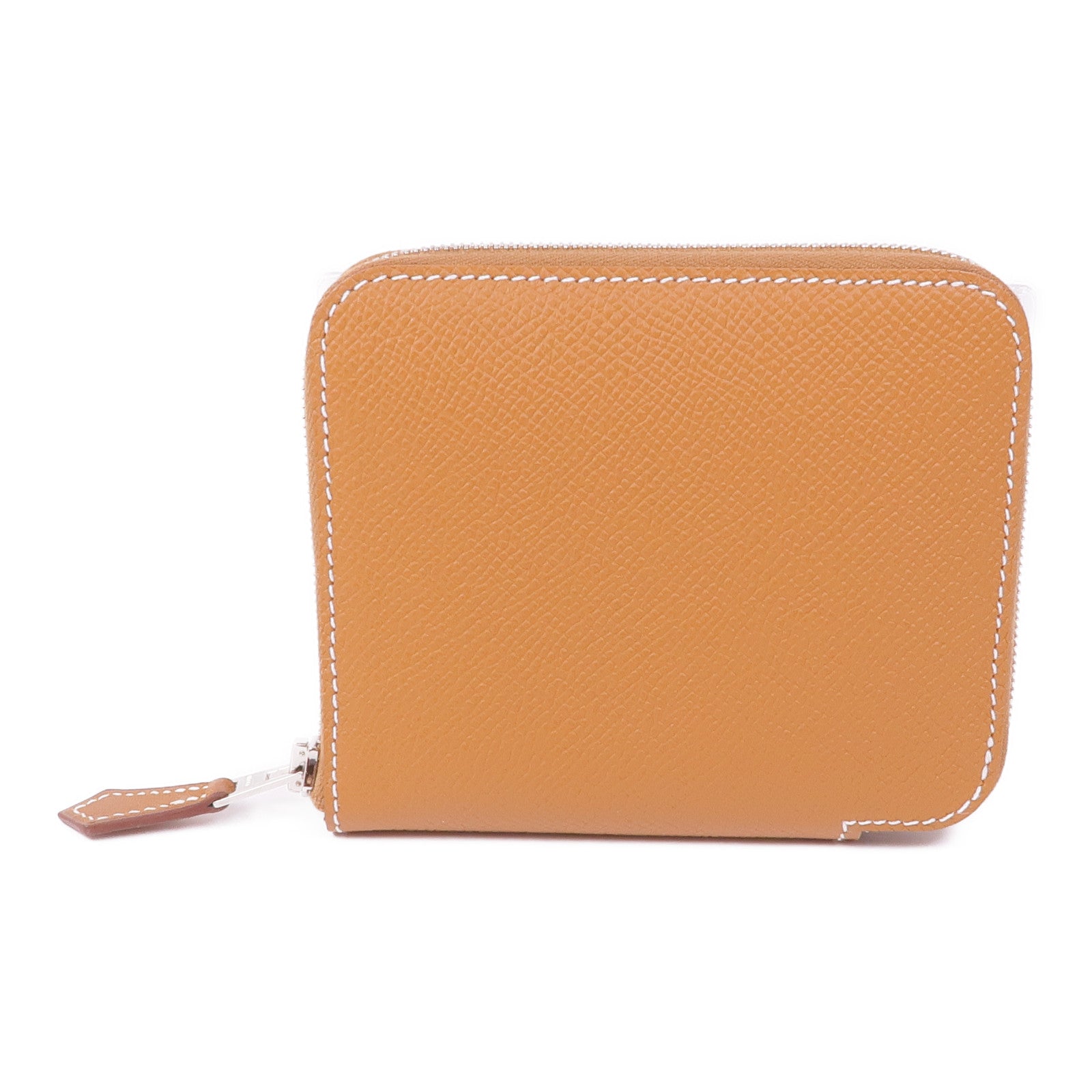 HERMES Epsom皮革Silk In Compact Wallet銀扣錢包Gold