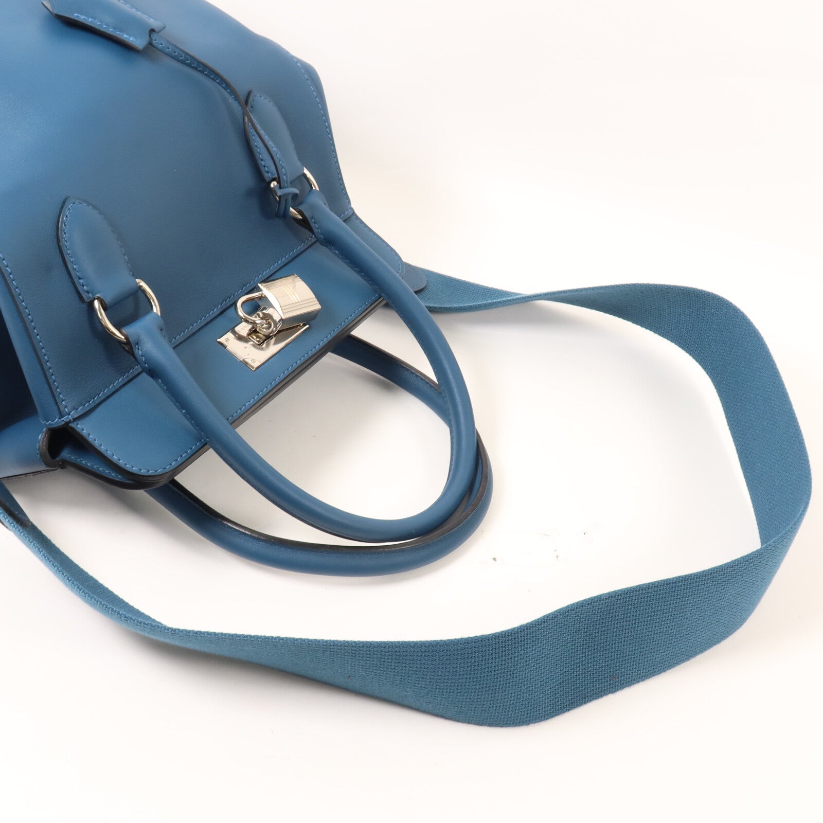 HERMES Swift皮革Tool Box 20手挽肩背兩用袋Bleu Thalassa