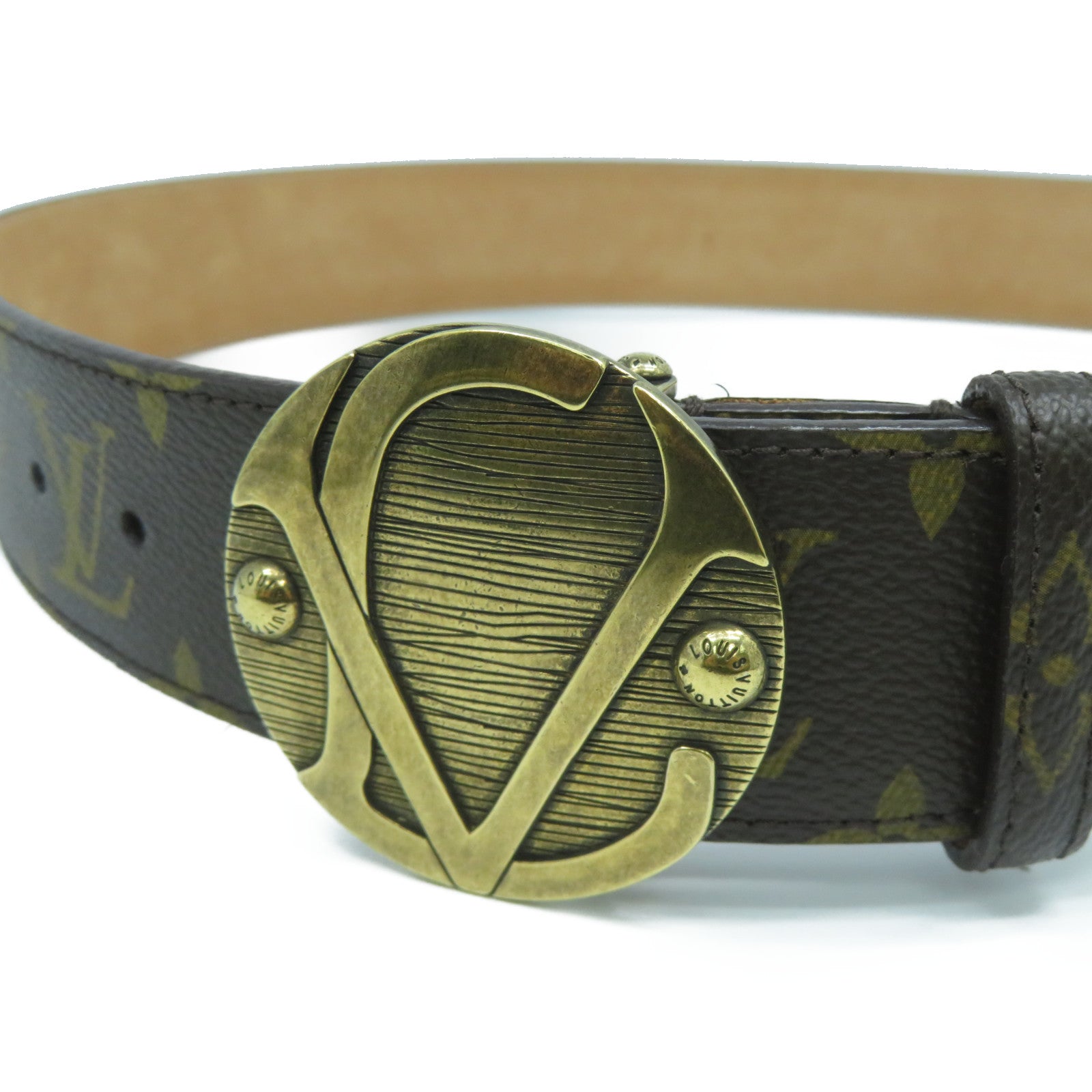 LOUIS VUITTON 【激減優惠】Monogram Belt金扣皮帶啡色