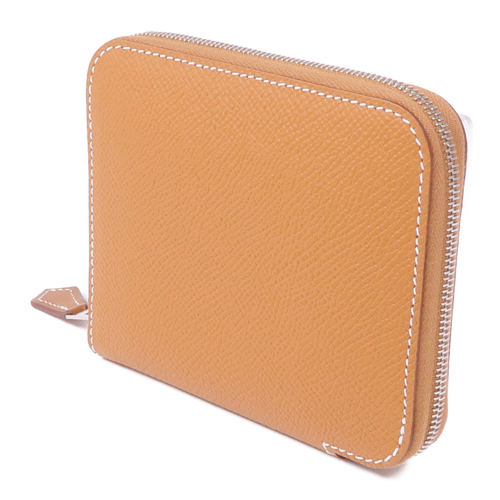 HERMES Epsom皮革Silk In Compact Wallet銀扣錢包Gold