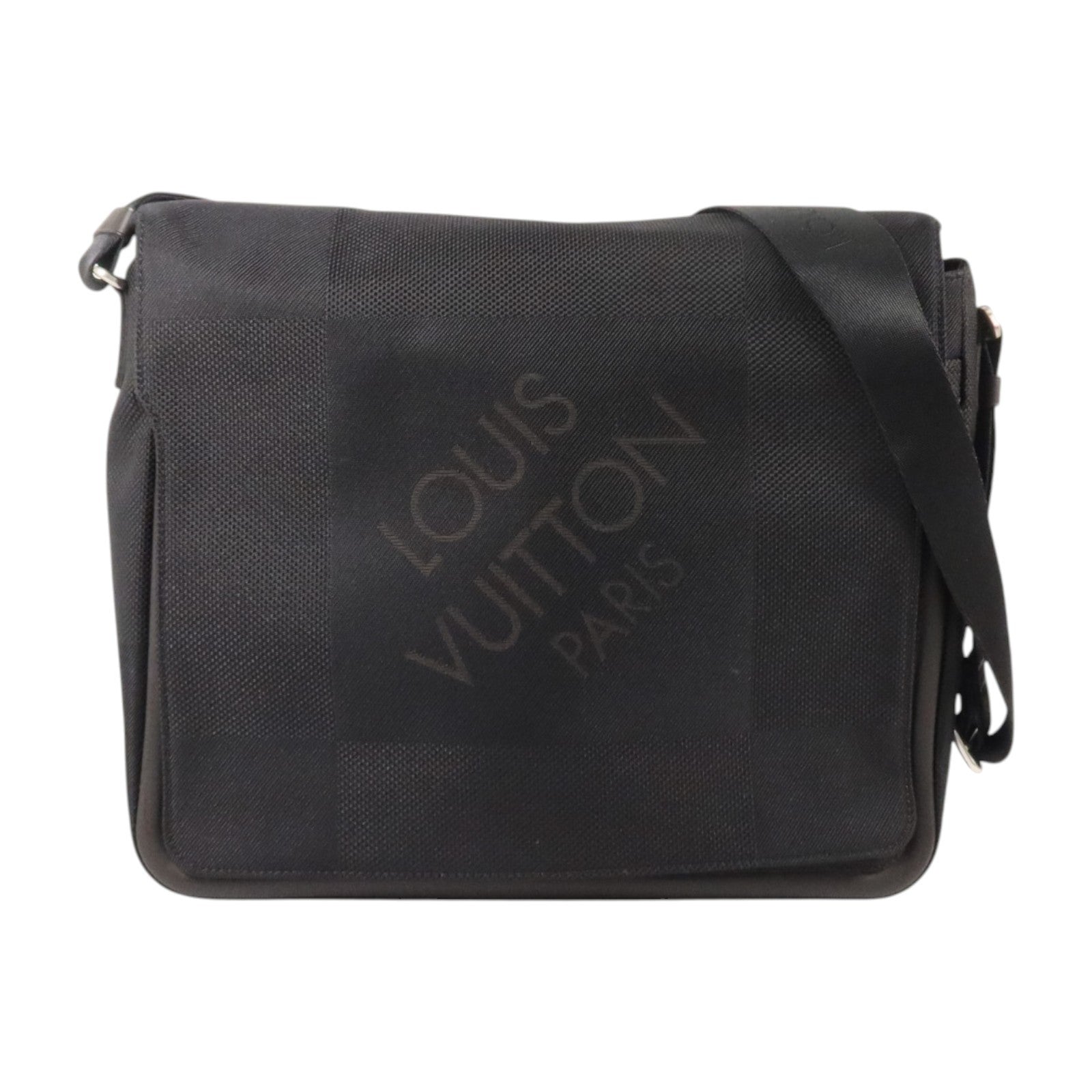LOUIS VUITTON Damier Geant Messager MM銀扣肩背袋