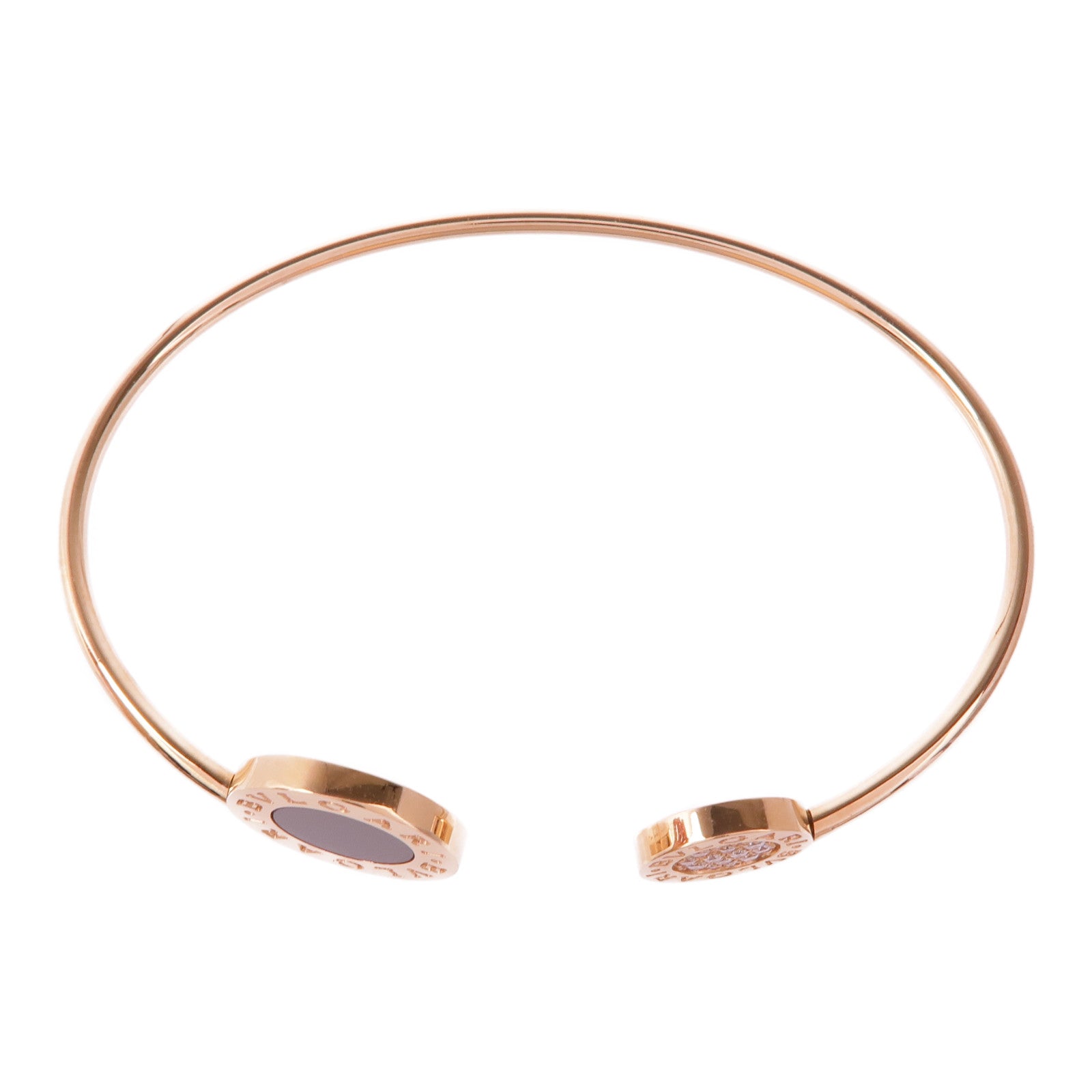 BVLGARI 18K玫瑰金Bvlgari Bvlgari Bracelet縞瑪瑙/鑽石手鐲