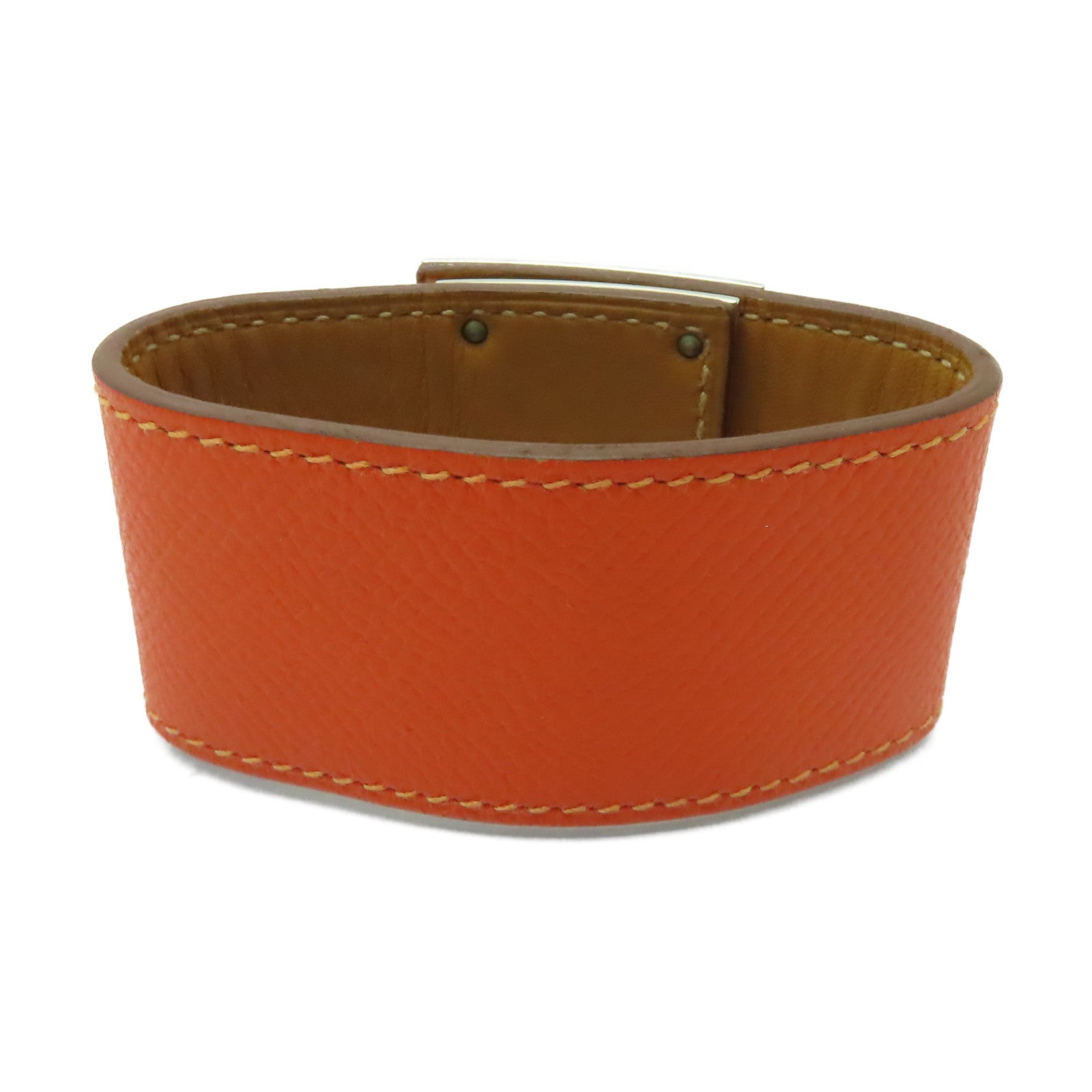 HERMES 【激減優惠】Epsom皮革Kelly Dog銀扣手鐲橙色