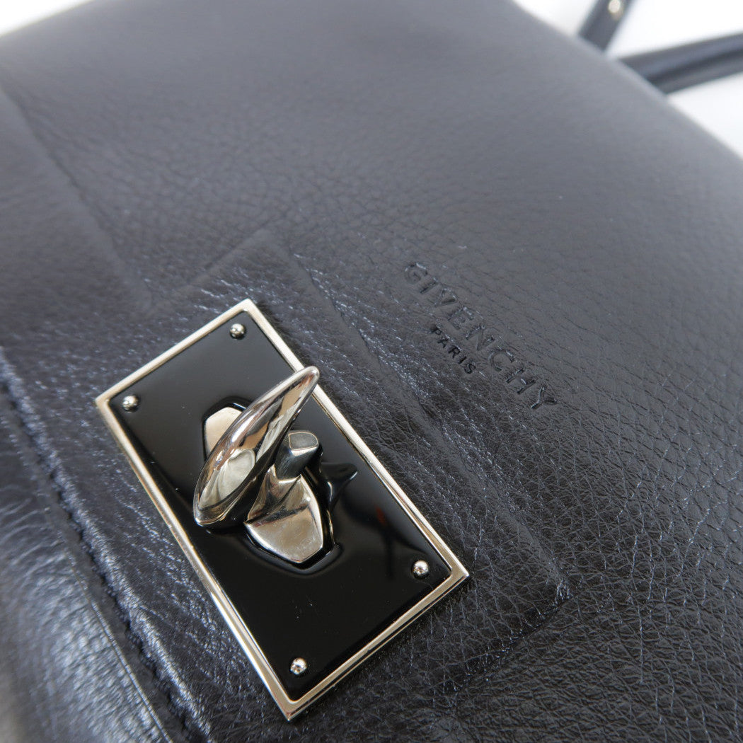 GIVENCHY 【激減優惠】牛皮皮革2 Way Shoulder Bag銀扣手挽肩背兩用袋黑色
