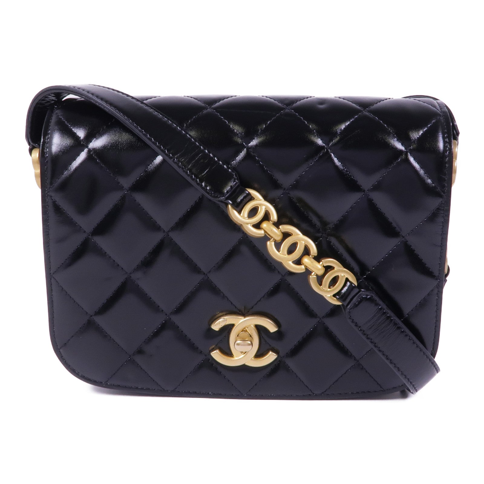 CHANEL 皮革Shoulder Bag金扣肩背袋