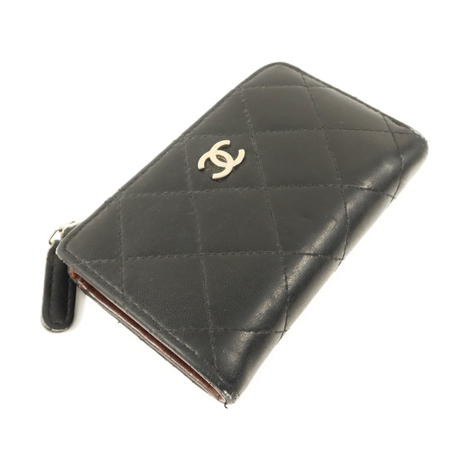 CHANEL 羊皮皮革Key Coin Purse銀扣鎖匙包
