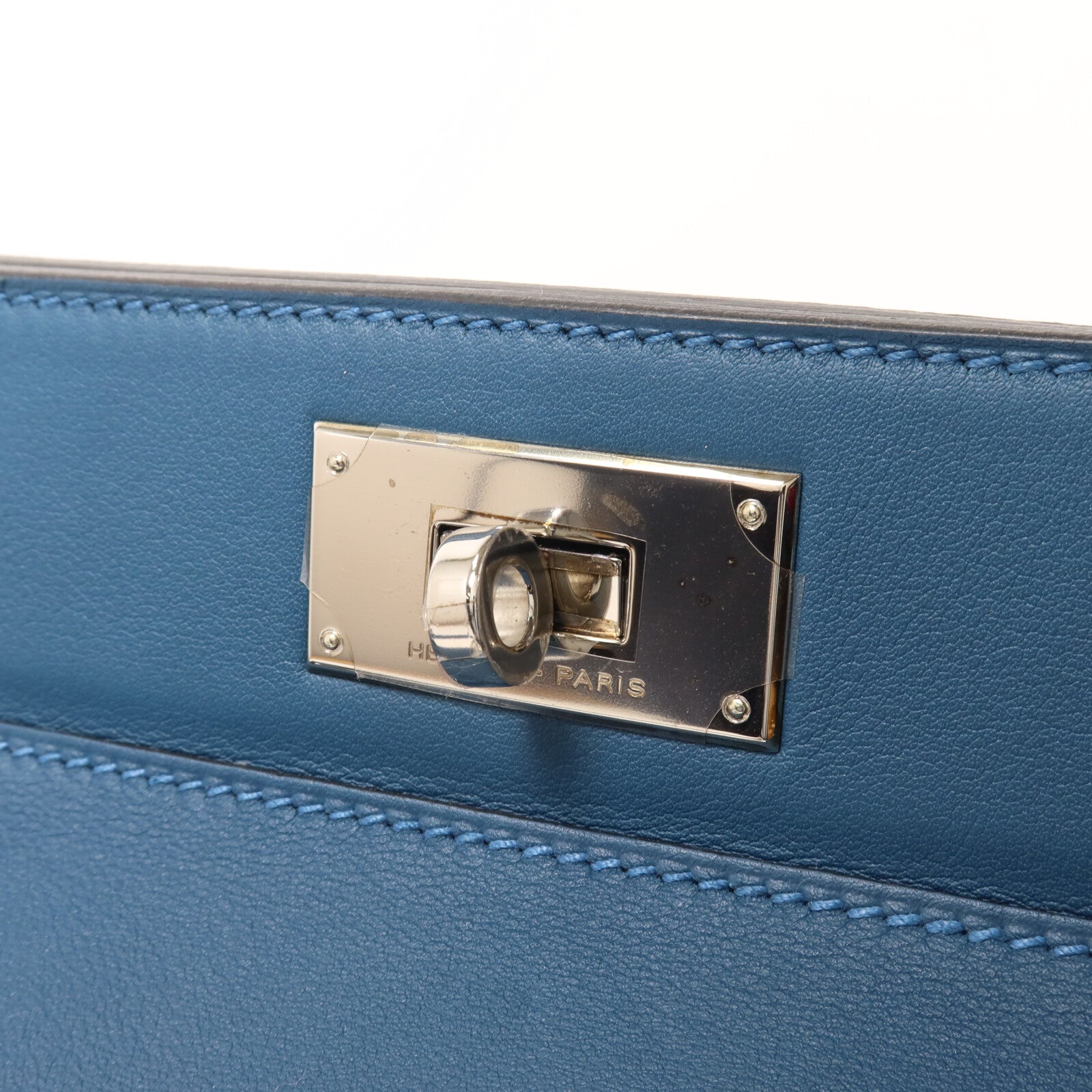 HERMES Swift皮革Tool Box 20手挽肩背兩用袋Bleu Thalassa