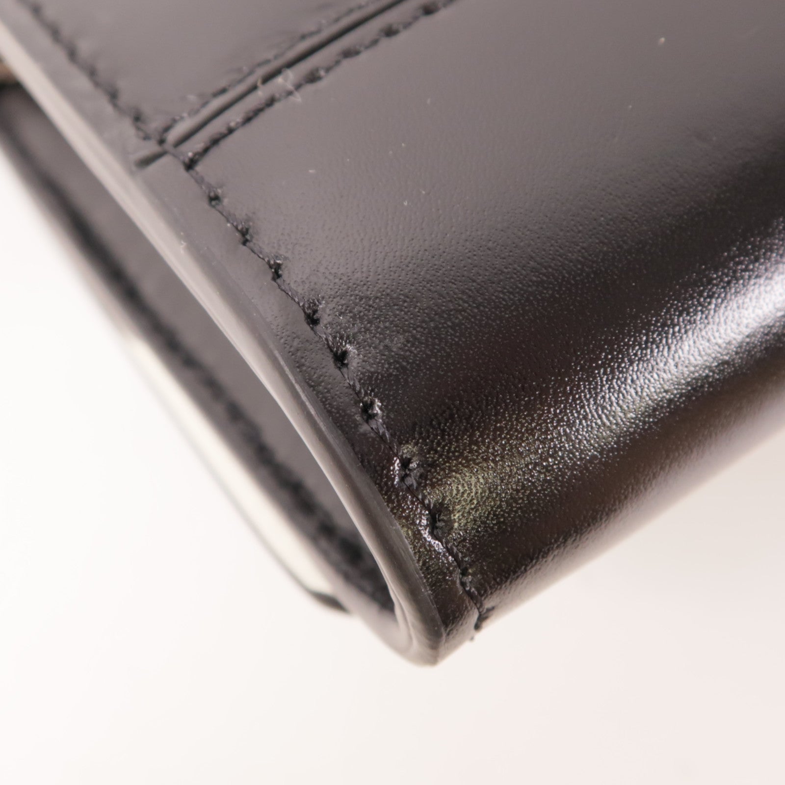 SELECTION SHW Slash Shoulder Clutch Bag 554183 Calfskin Leather Black