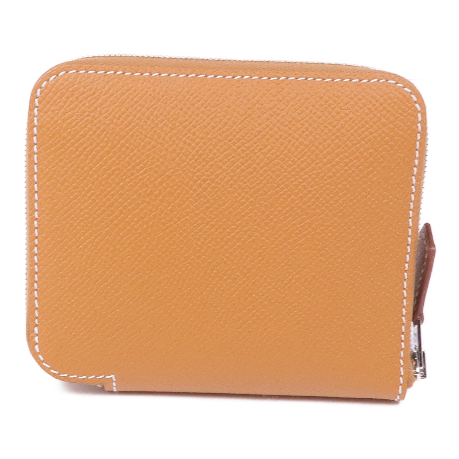 HERMES Epsom皮革Silk In Compact Wallet銀扣錢包Gold