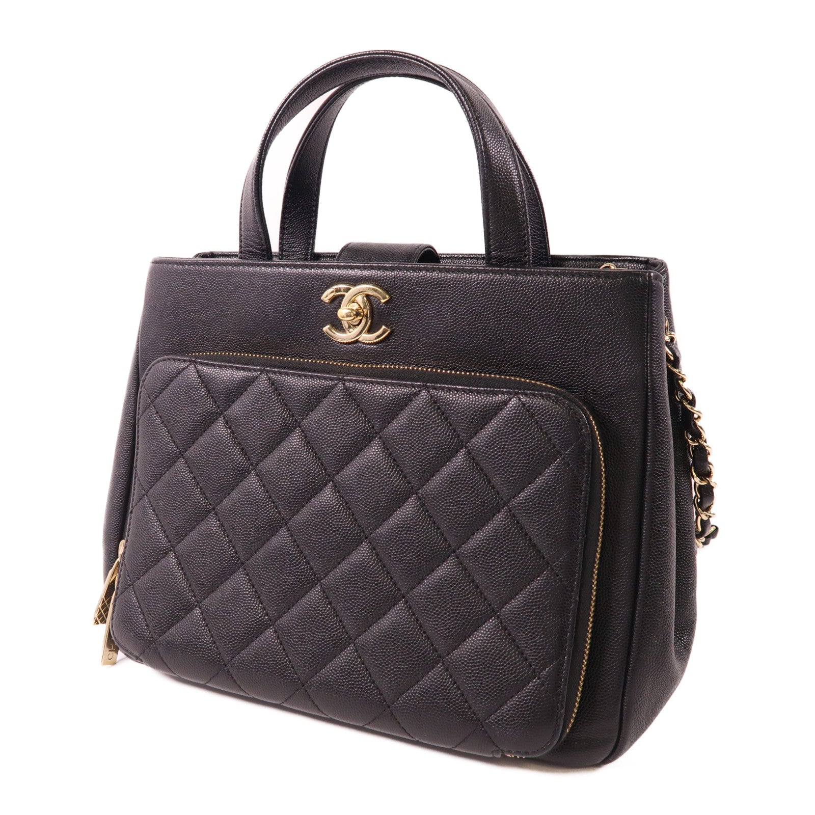 CHANEL 牛皮皮革2 Way Shoulder Bag金扣手挽肩背兩用袋