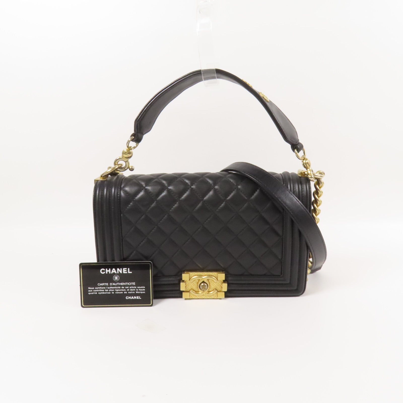 CHANEL 【激減優惠】羊皮皮革Boy 25 2Way Shoulder Bag金扣鏈帶手挽肩背兩用袋